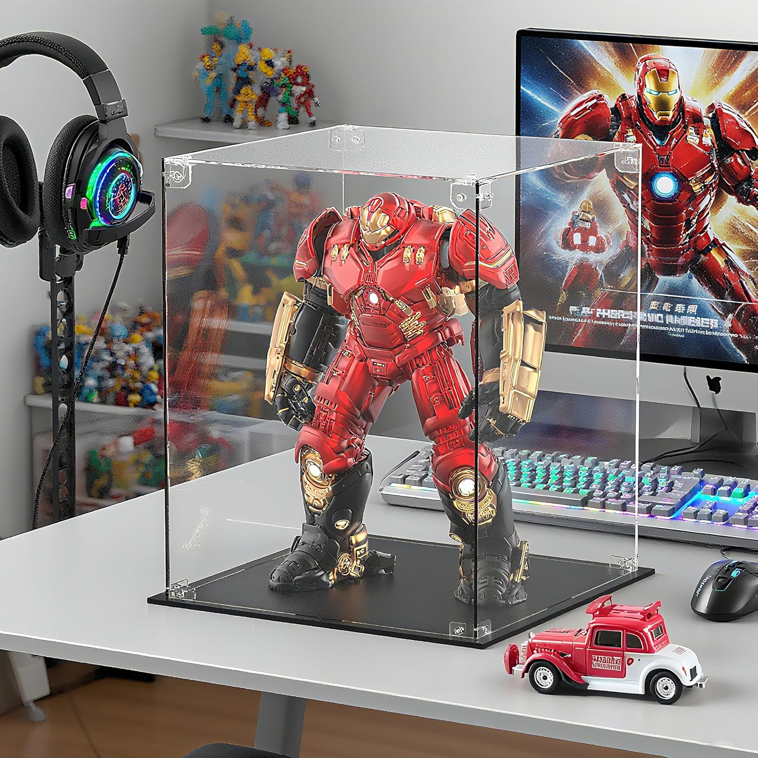 Acrylic Display Case for Collectibles, Assemble Display Case Showcase with Clear Acrylic Sheet for  Action Figures Pop Model Statues Home Storage (20X20X25 Cm) image number 1