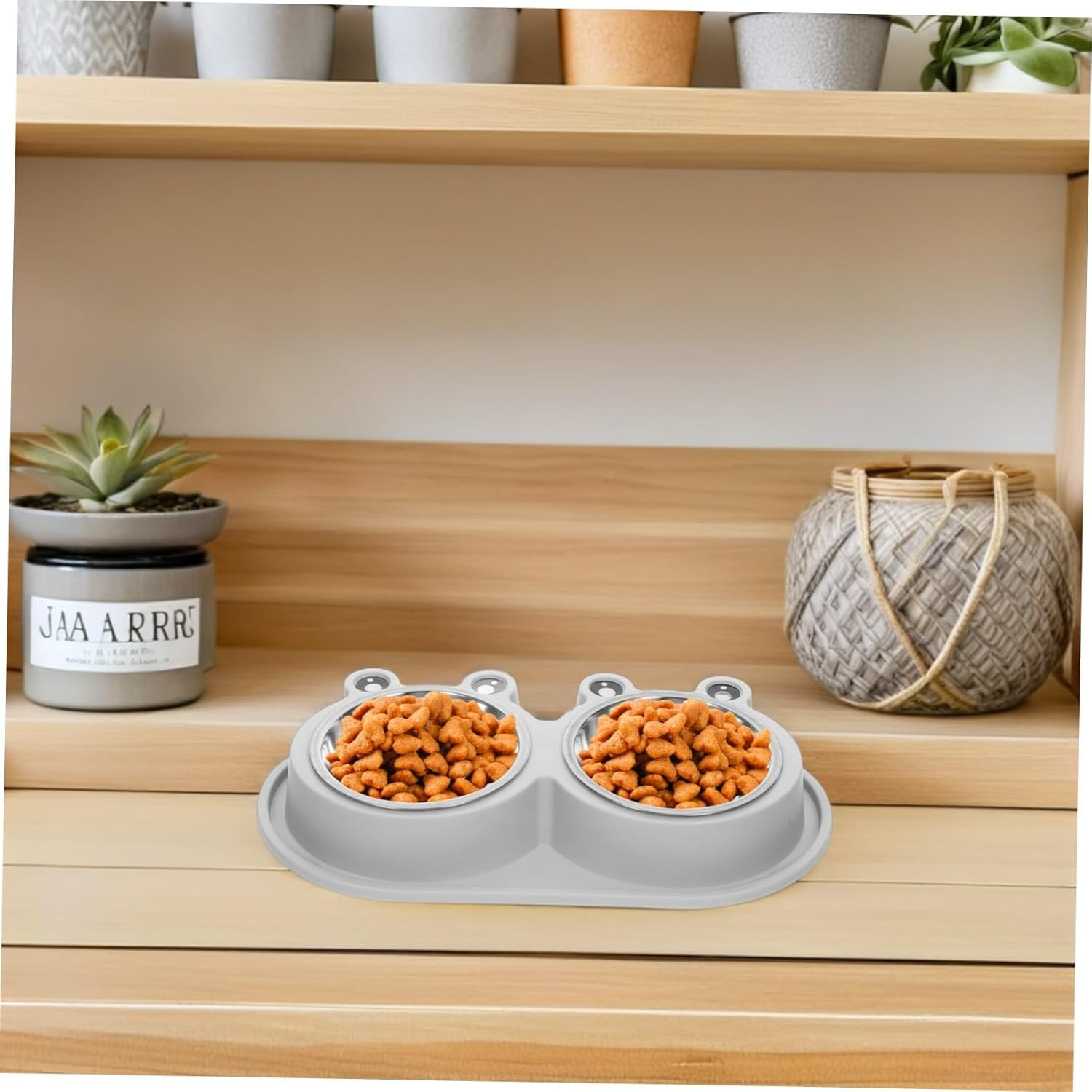 ANDRESLAD Ant Cat Bowl Non-Slip Pet Bowl for Cat Food Dish and Water for Indoor Feeding - Light Grey image number 3