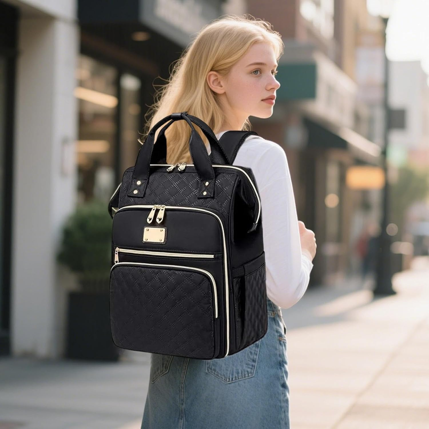 Huayeex Lunch Backpack for Women - Teacher Backpack with Cooler Lunch Box - Fashionable Work Storage Bag for Daily Outgoing School Travel Picnic Vacation Hiking Office image number 5