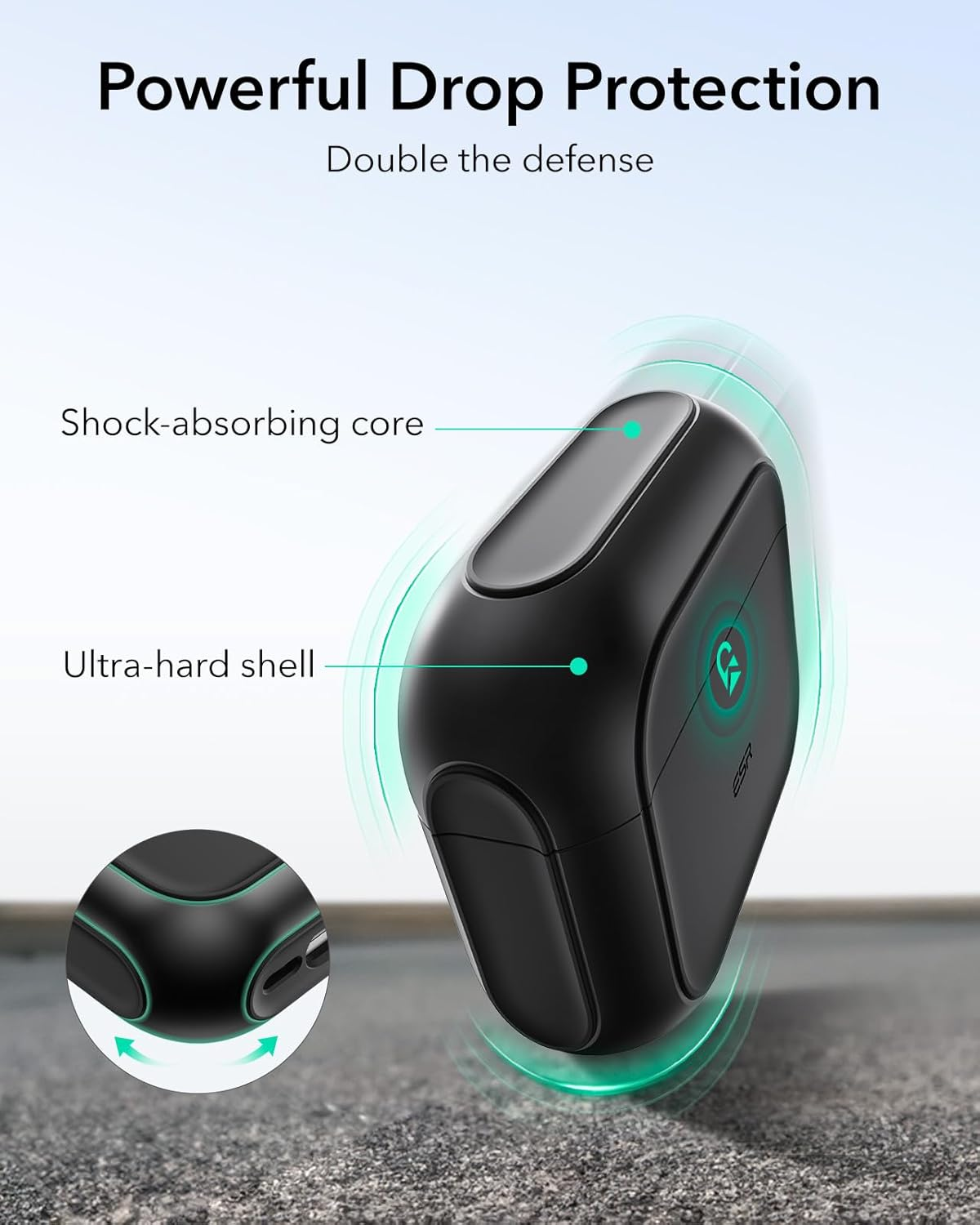 ESR for Airpods 4 Case, Compatible with Airpods 4Th Generation Case (2024) (USB-C), Compatible with Magsafe, Drop Protection Cover with Lanyard, Magnetic Lid Lock, Orbit Hybrid Case, Black image number 5