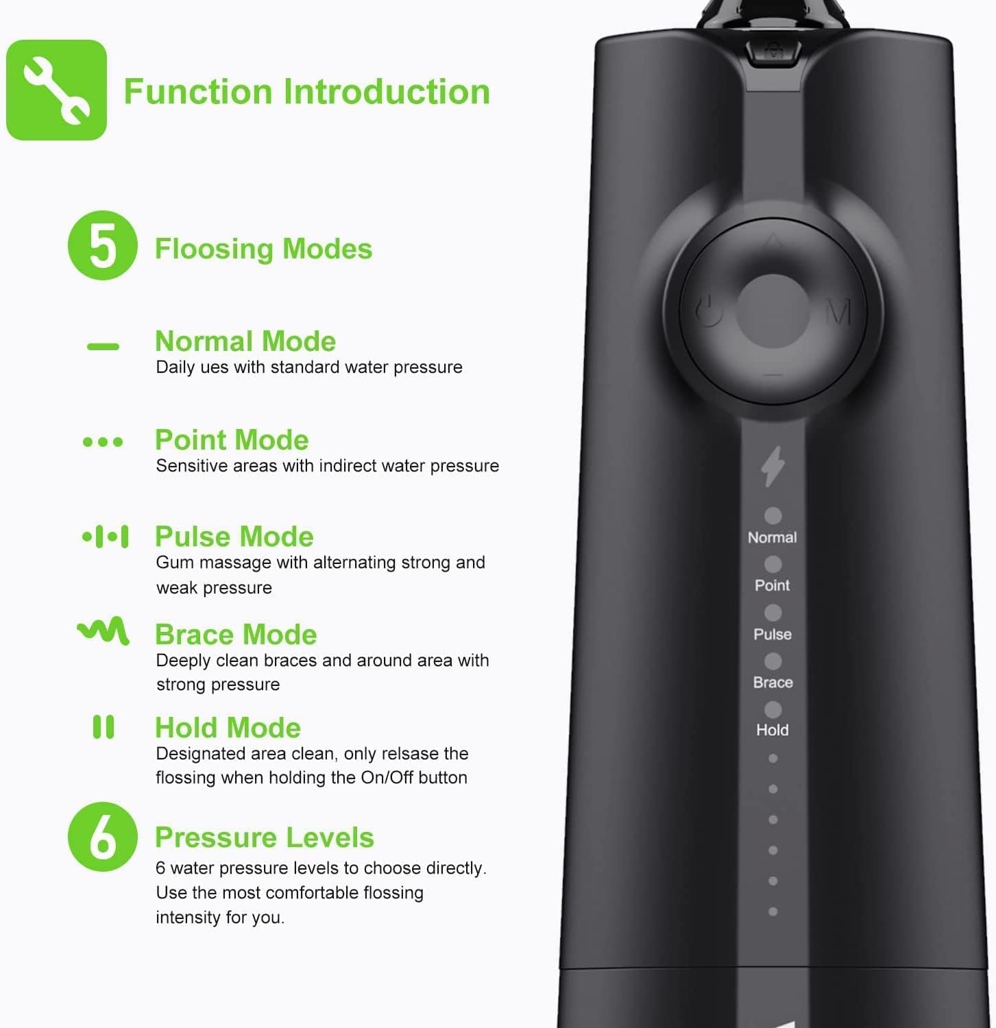 【2025 New Edition】Voinee Water Dental Flosser Oral Irrigator for Dental&Oral Care with 8 Tips 5 Modes 6 Pressure Levels IPX7 Waterproof 300ML Water Tank Low Noise Long Lasting,Portable Cordless Rechargeable Teeth Cleaner for Home&Travel image number 1