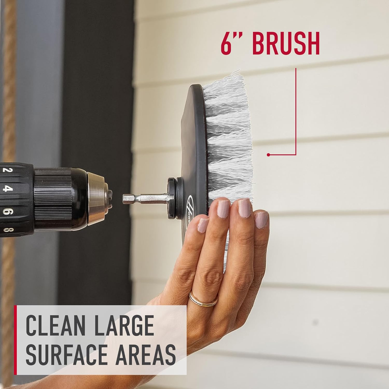 Hoover Soft Bristle Cleaning Brush, 6" Soft Bristle Brush, for Use on Delicate Surfaces, Gentle Whole Home Cleaning, Scrubber Brush Drill Attachment for Cleaning image number 5