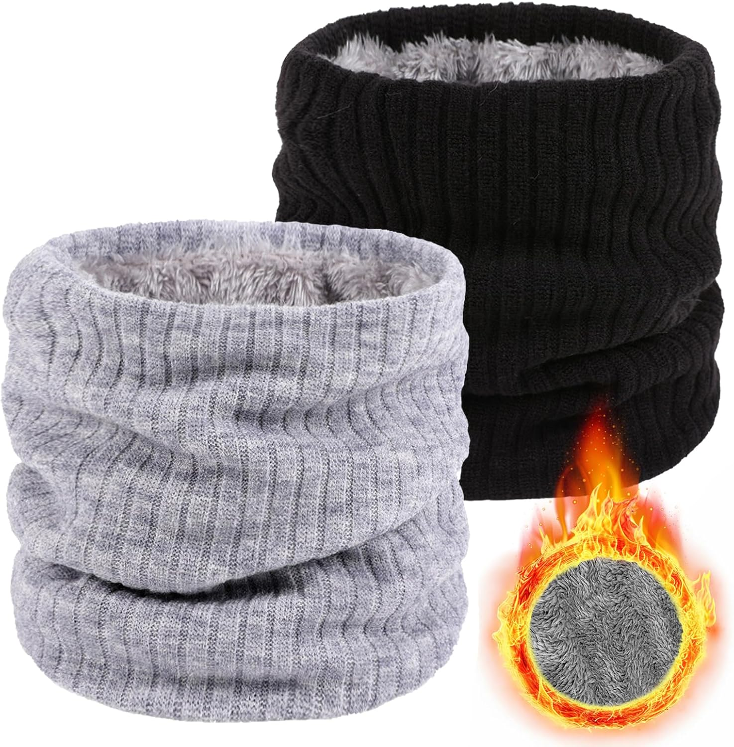 Lifwimner Winter Fleece Neck Warmer Mens Ski Mask Face Warmer Neck Gaiter Neck Scarf Women Thick Windproof 2 Pack image number 6