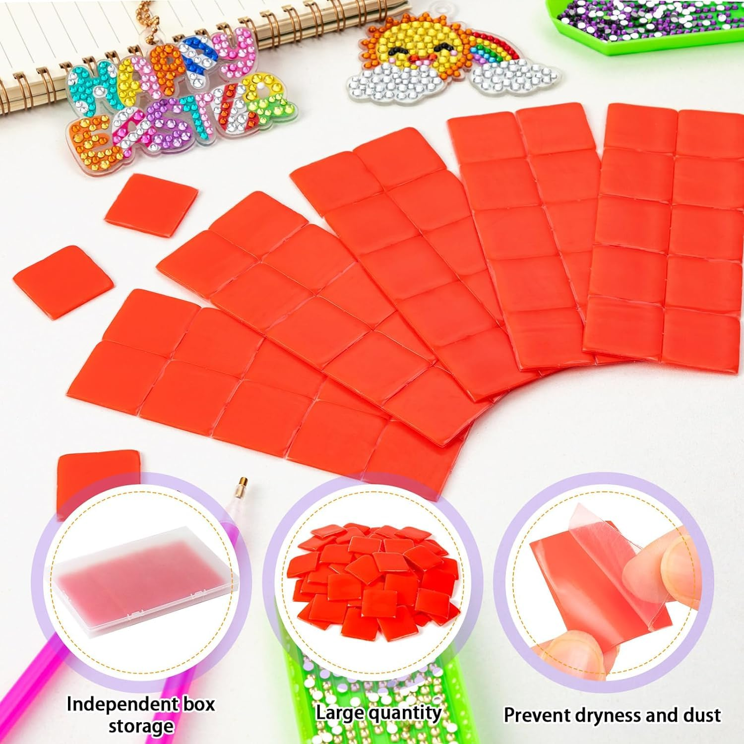 100 Pcs Diamond Art Wax, Red Painting Glue Clay DIY Diamond Embroidery Wax Tool Set with Storage Box for Embroidery Accessories Tool Set, Diamond Dot Projects (1 In) image number 6