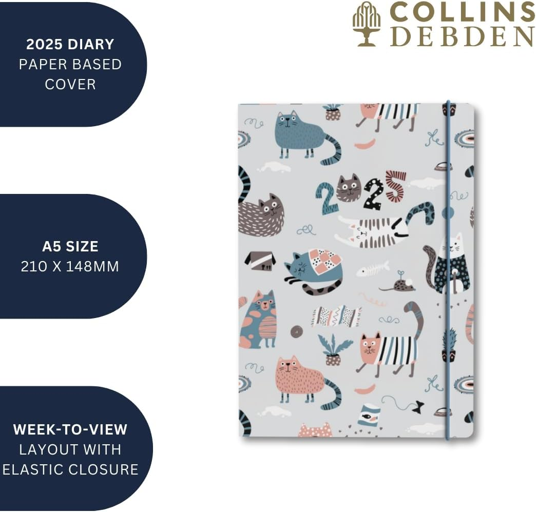 Collins Maru 2025 Planner - A5 Week to View Cut Flush Diary - Cats - (MR153.CT-25) - Weekly Planner with Cute Animal Design - Dogs image number 3