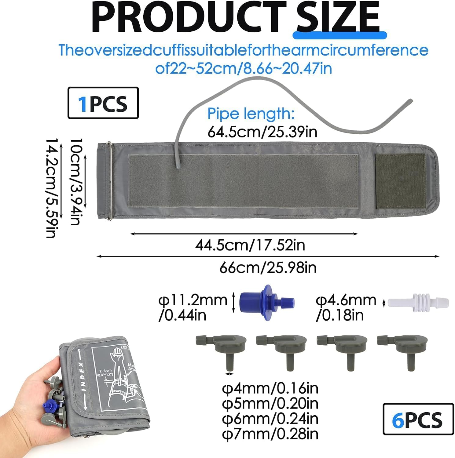 Replacement Extra Large Blood Pressure Cuff for Omron Monitors 22-52Cm, Adjustable XL Arm Cuff with 6 Universal Connectors, Compatible Large Arm BP Monitor Cuff image number 1