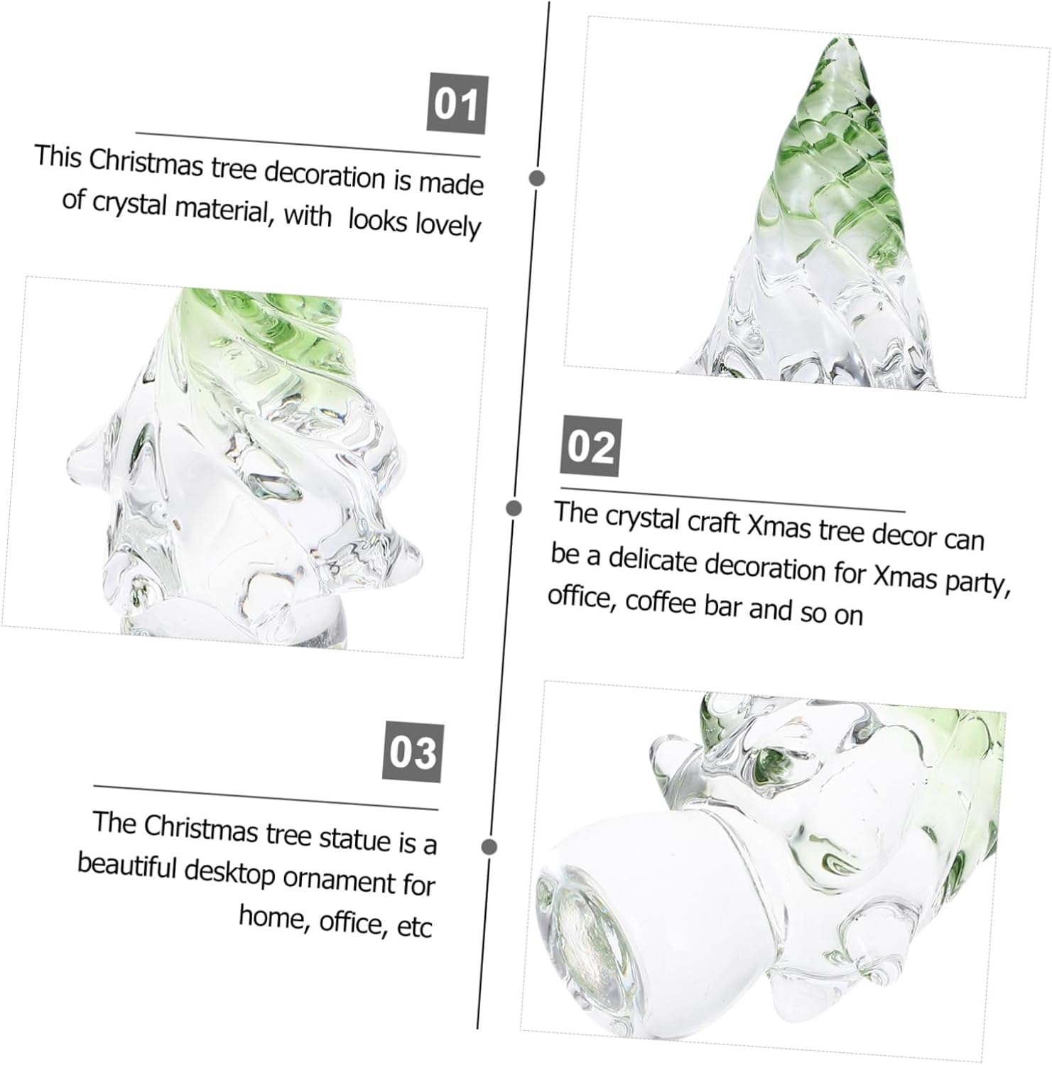 CHILDWEET Small Crystal Christmas Tree Decor Desktop Xmas Tree Statues Holiday Decoration for Fireplace Mantel Ornament image number 1