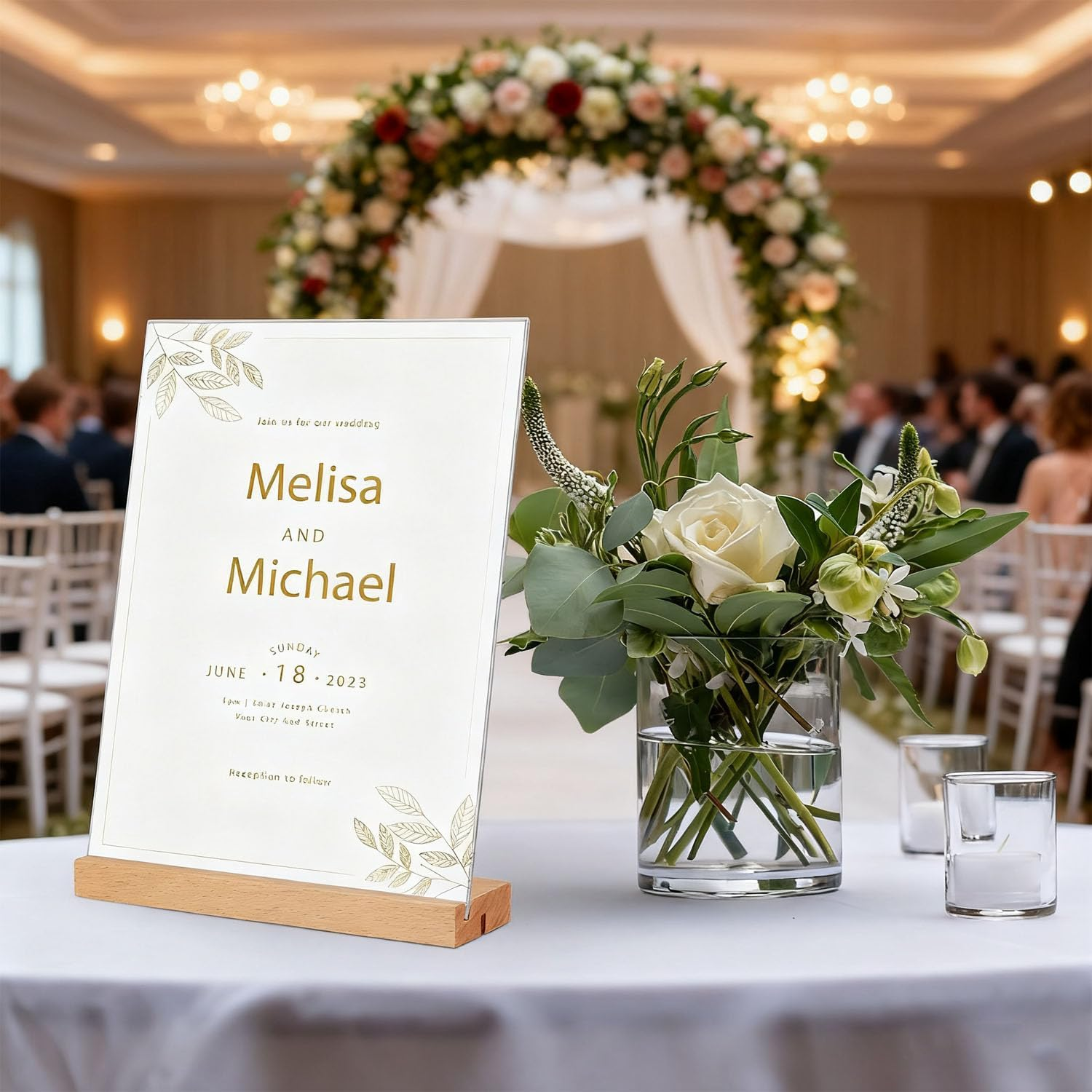 3 Pack A5 Acrylic Sign Holder with Wood Base,Clear Table Display Stand,L/T Shape Vertical & Slant Back Display,Double-Sided Tabletop Display Stand for Wedding, Restaurant, Store, Office, Hotel image number 3