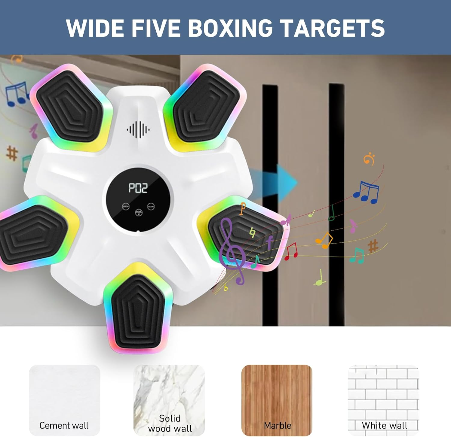 Music Boxing Machine, Smart Punching Boxing Machine with Bluetooth (White) image number 3