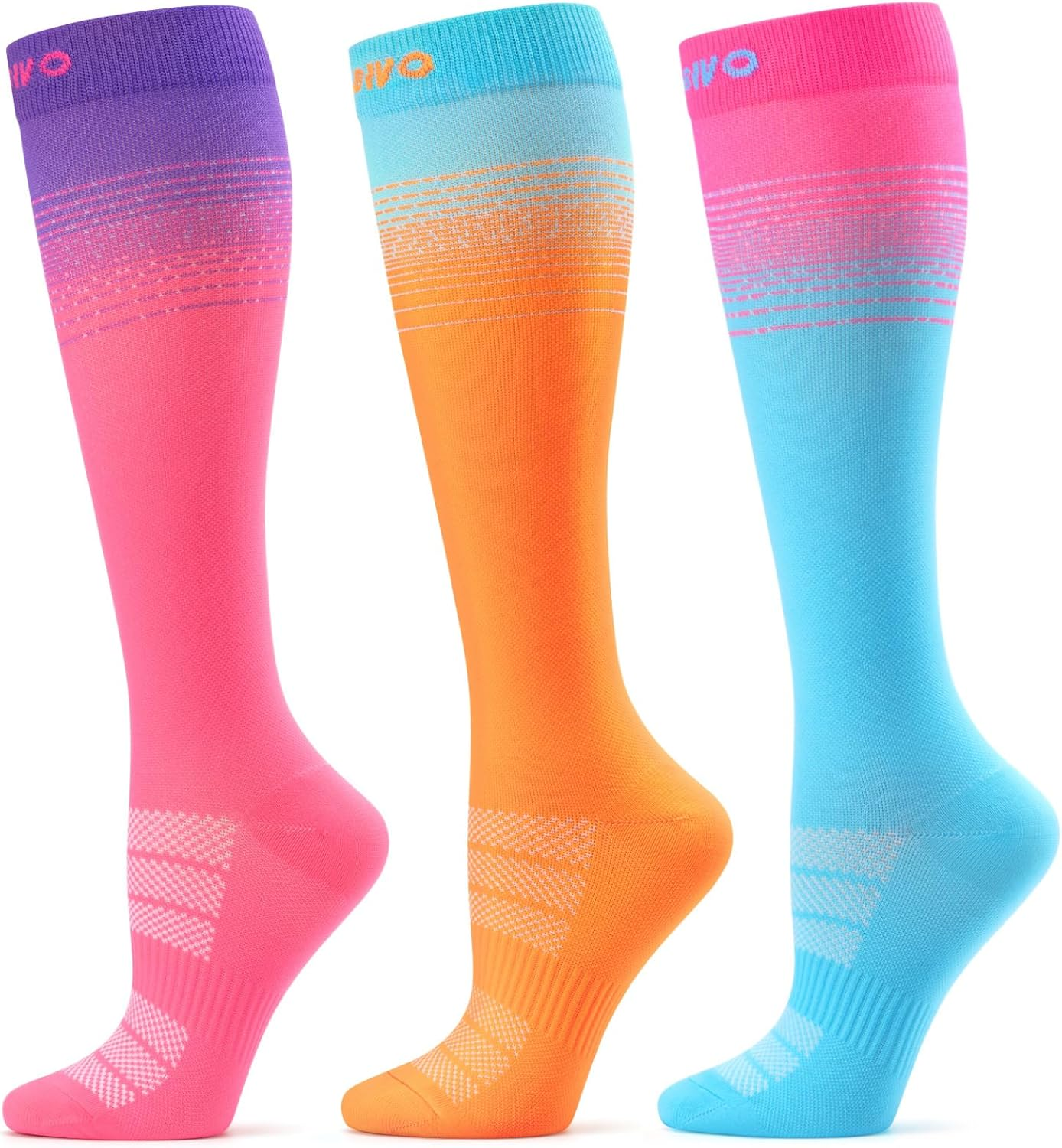 Cambivo 3 Pairs Compression Socks for Women, 15-20 Mmhg Graduated Support, Compression Stockings for Nurses, Travel, Work image number 4