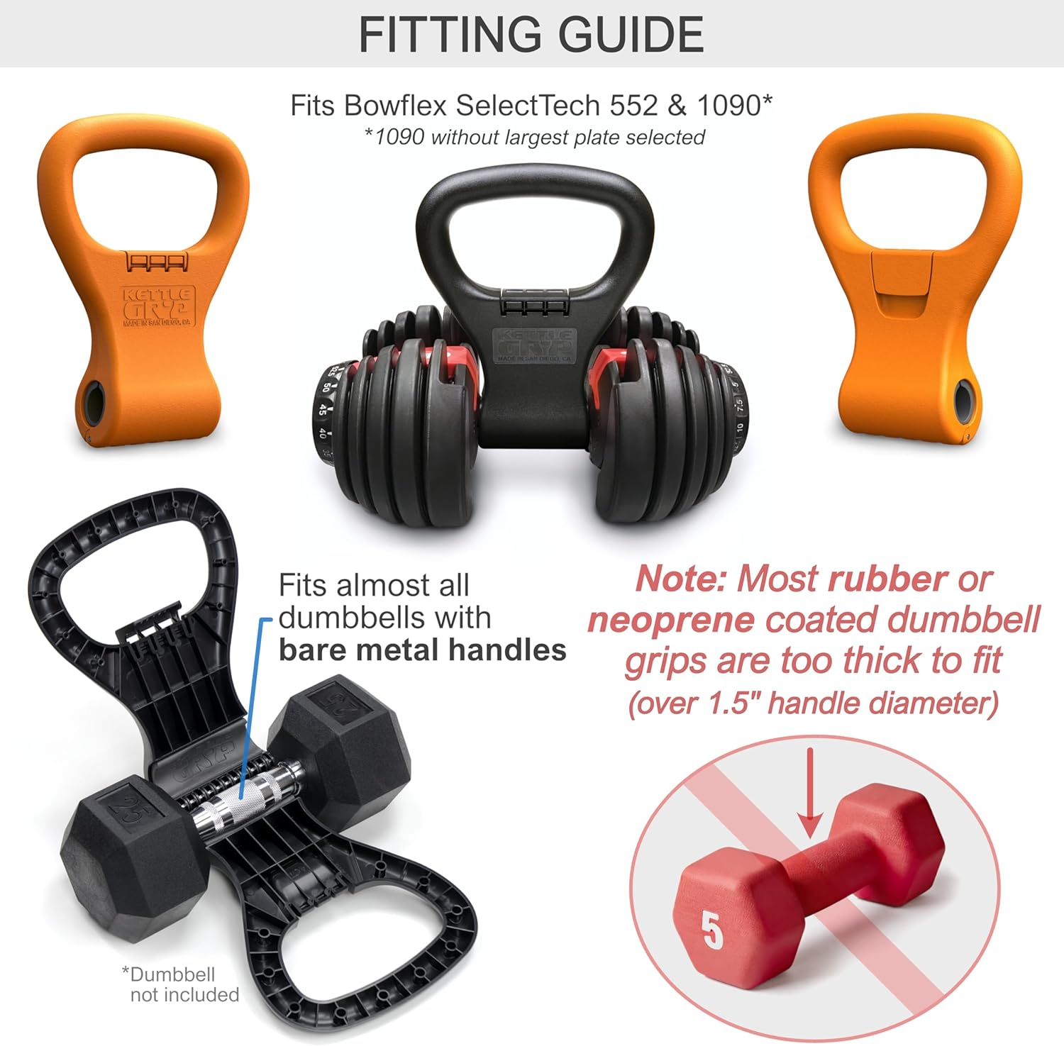KETTLE GRYP - the Original - as Seen on SHARK TANK! Converts Your Dumbbells into Kettlebells - Made in the USA - Dumbbell Grip Handle image number 6