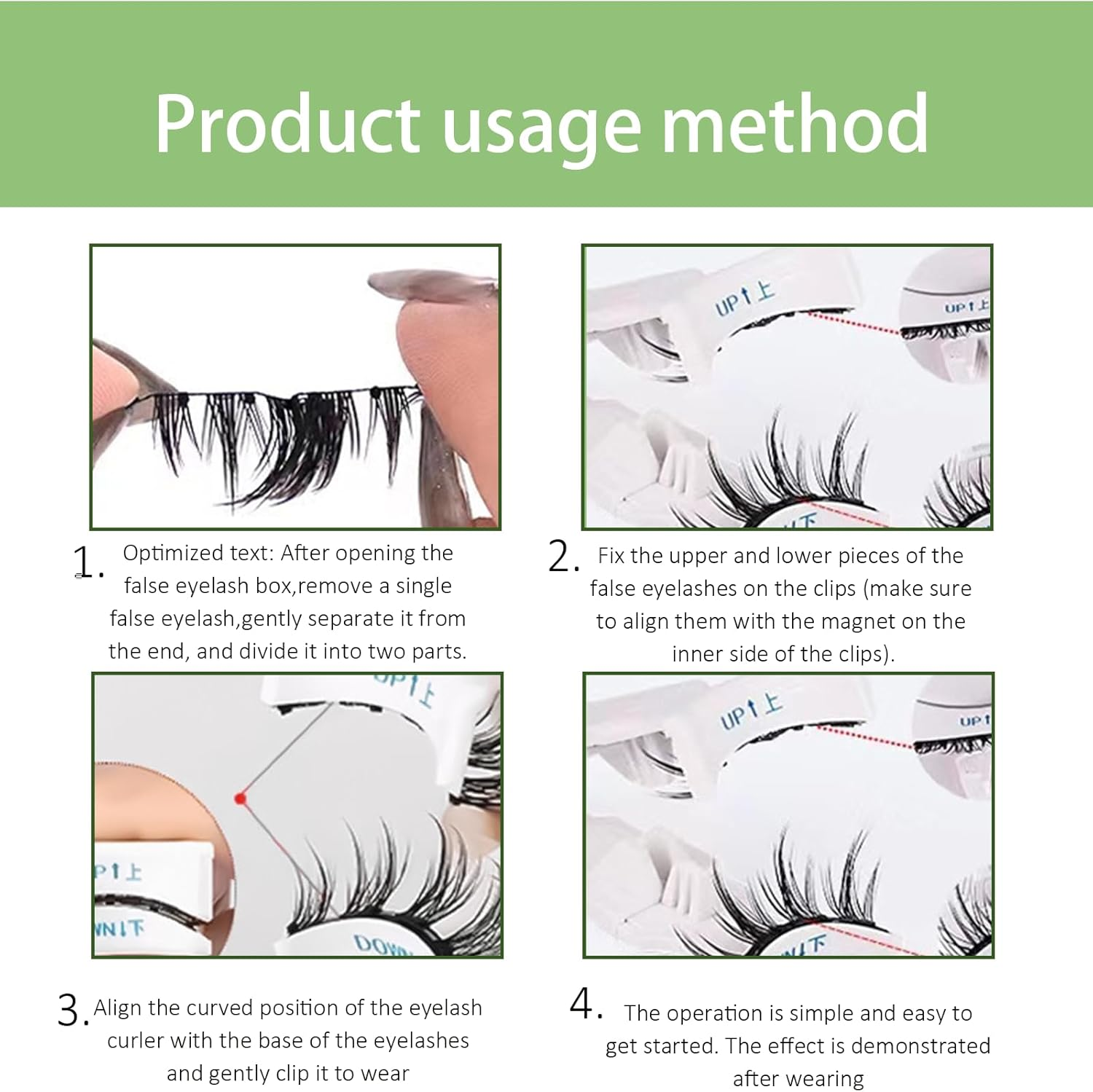 SSKHE Natural Magnetic-Eyelashes Kit with Applicator,2 Pairs Reusable Lashes Kit with Applicator,Easy to Wear and Remove,No Glue Needed image number 5