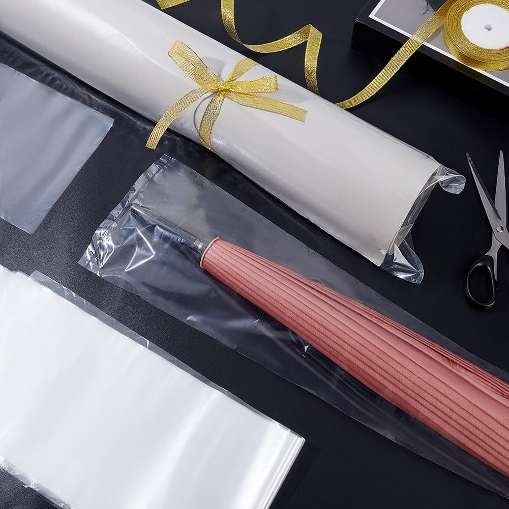 PH Pandahall 6&times;30 Inch 60 Pack Poster Bags, 2.3 Mil Long Open-Ended Plastic Sleeves Transparent Storage Poster Tube for Wigs, Posters, Popcorn, Blueprint, Narrow Items, Waterproof, 29.3X5.9'', Clear image number 5