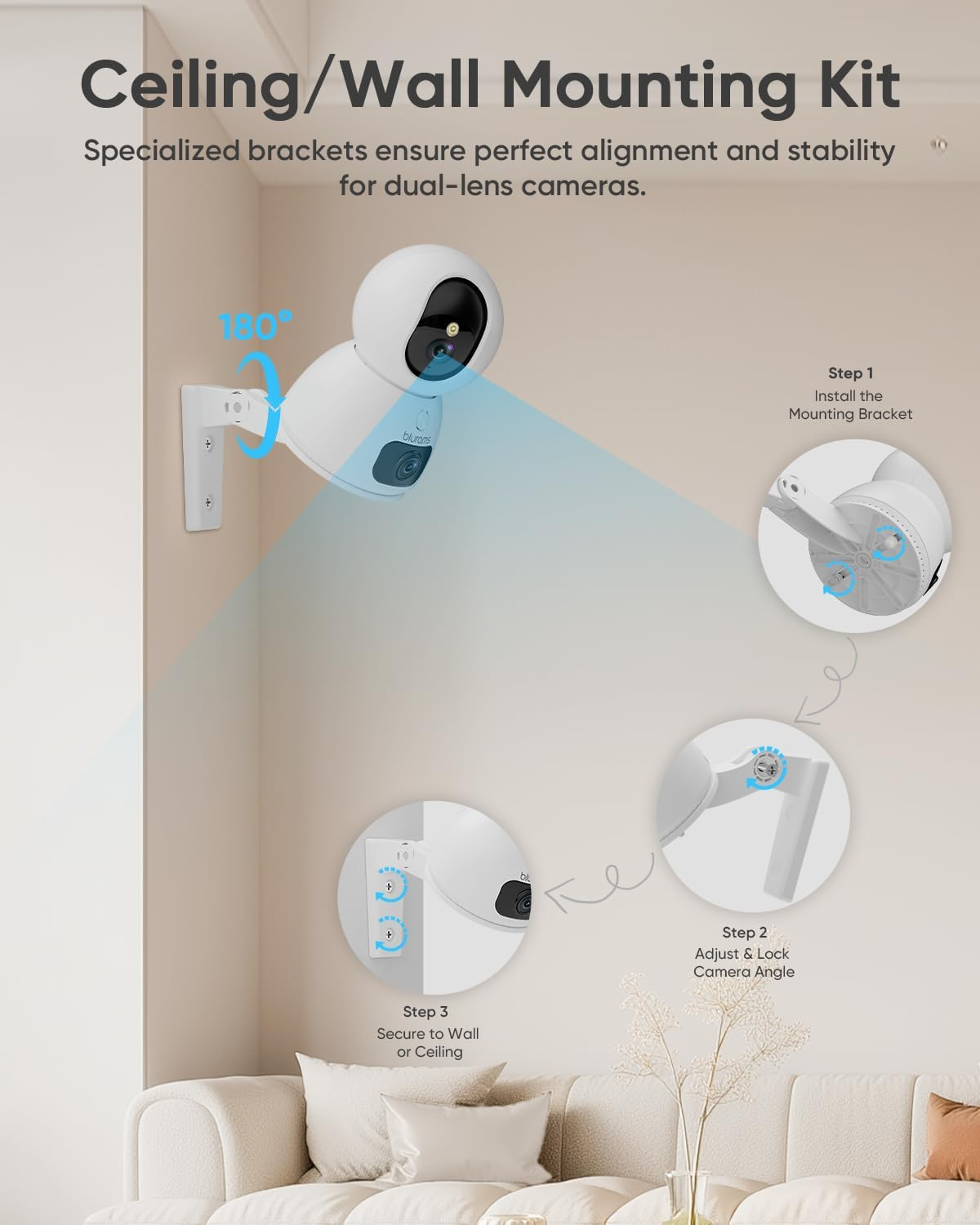 Blurams Indoor Camera, 2K Dual-Lens Pet Camera, Dog Cameras with 360&deg; Coverage, One-Touch Call, Ir&Colour Night Vision, Cloud/Local Storage, 5Ghz/2.4Ghz Wi-Fi image number 5