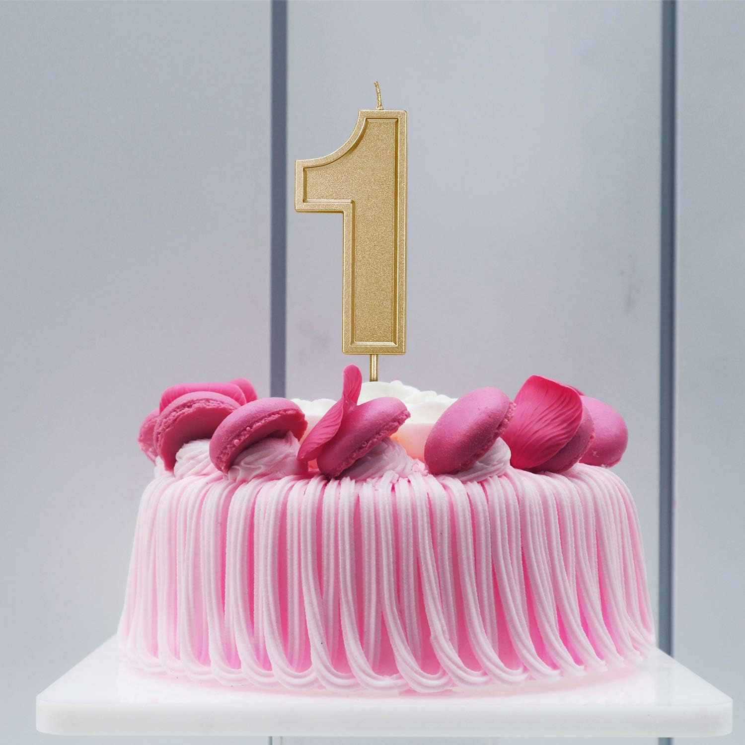 LUTER 3.94 Inches Oversized Birthday Candles Gold Glitter Birthday Cake Candles Number Candles Cake Topper Decoration for Wedding Party Kids Adults, Number 2 image number 2