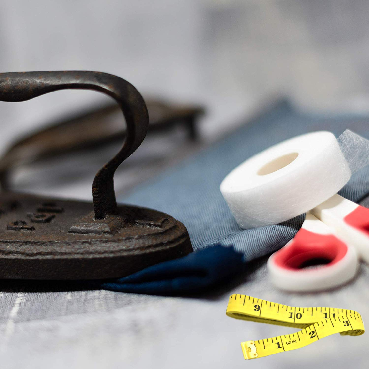 2 Pack 140 Yards Wonder Web Iron on Hem Tape No Sewing Adhesive Fabric Fusing Hemming Tape Roll 15 & 20 Mm for Clothes with Free Soft Tape Measure image number 1