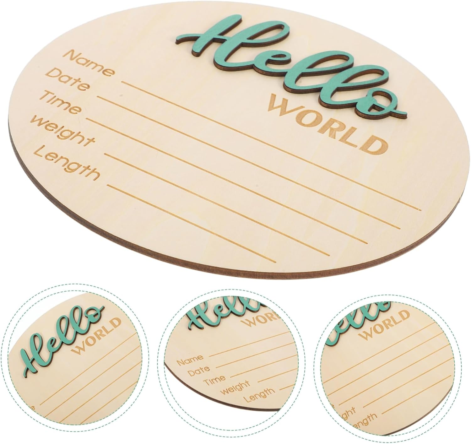 Wooden Baby Announcement round Sign Birth Announcement Name Sign for Newborn Newborn Photography Prop for Infant image number 2