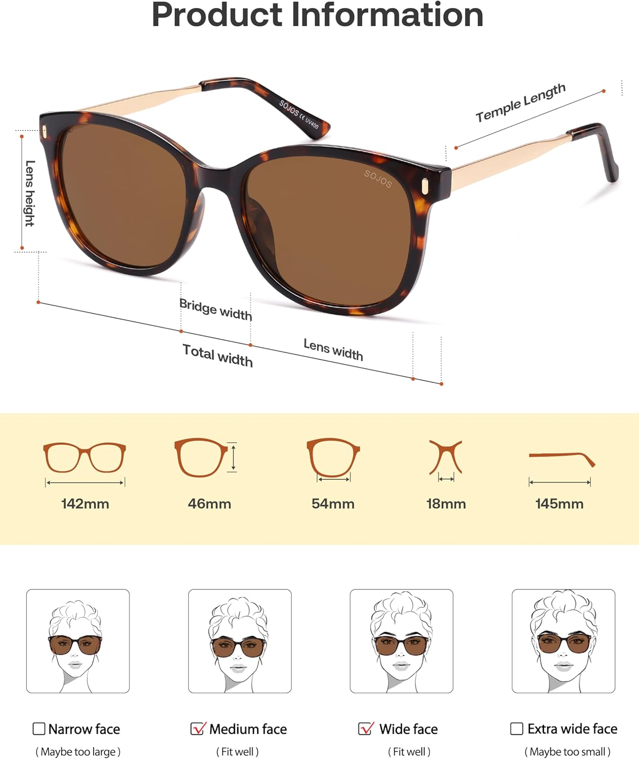 SOJOS Classic Square Polarized Sunglasses for Women Oversized Trendy Retro UV Protection Shade SJ2640 image number 2
