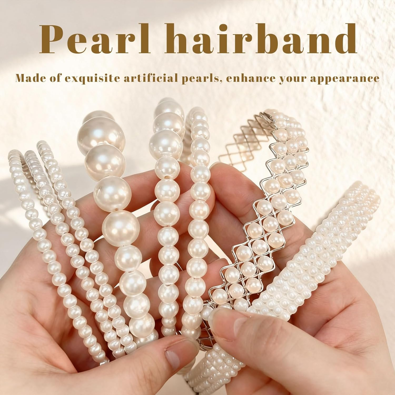 Xanthelle Haarreif Dirndl, 6 Pieces Pearl Women, Traditional Headband & Accessories, White Imitation Pearl Headbands for Weddings, Stylish Hair Ornaments