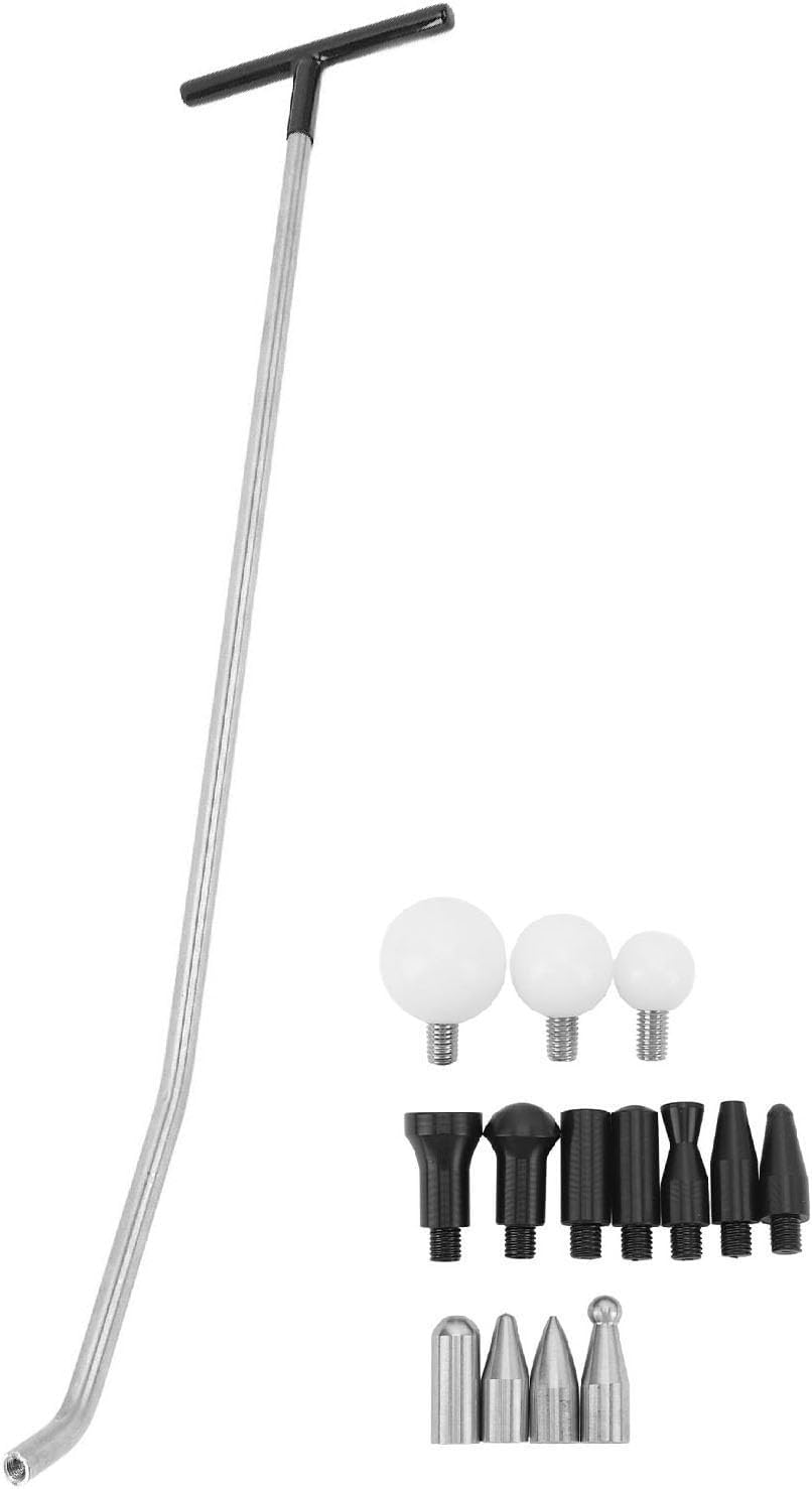 Paintless Dent Removal Rod, Puller Rods Dent Paintless Repair Tools Car Removal Body Push Kit with 14 Replaceable Heads, Dent Damage Repair for Hail Dents image number 3