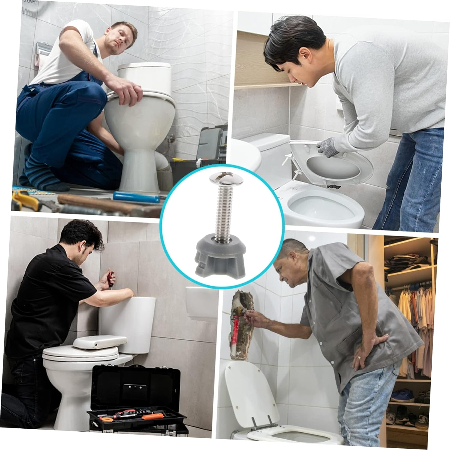 TEHAUX 2Pcs Toilet Seat Expansion Screws Fixing Screws for Easy Installation and Connection Replacement Accessories for Toilet Seats Grey Color image number 5