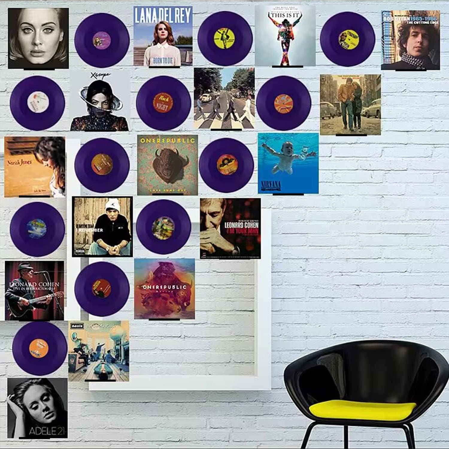 6 Pack Vinyl Record Wall Mount, 3.94 Inch Black Acrylic Album Record Holder, Vinyl Record Display Shelf for Daily LP Listening(Hardware Included) image number 1