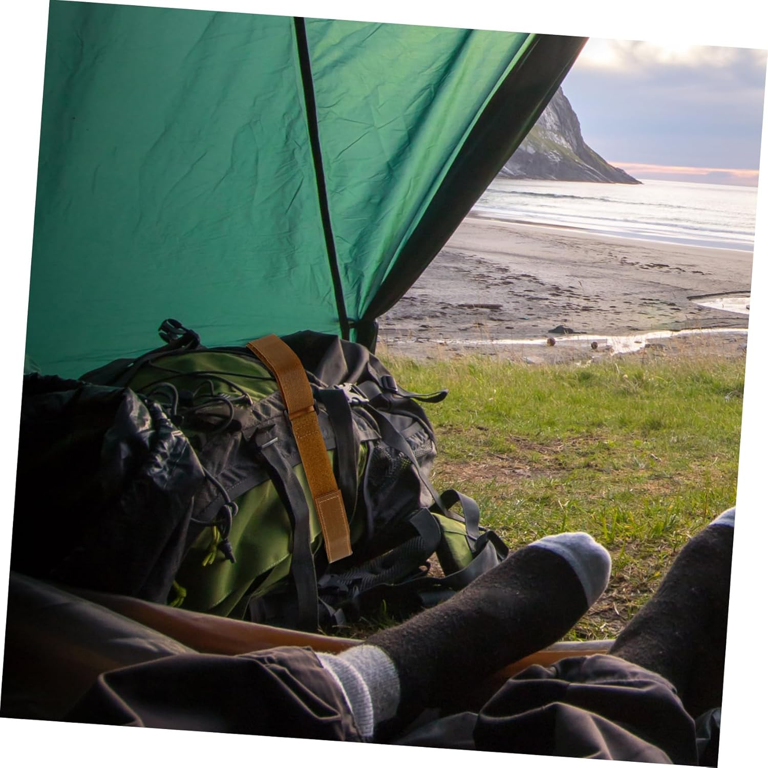 IWOWHERO 3Pairs Adhesive Luggage Lashing Belt Camping Supply Straps Binding Belt for Hiking Military Webbing image number 6