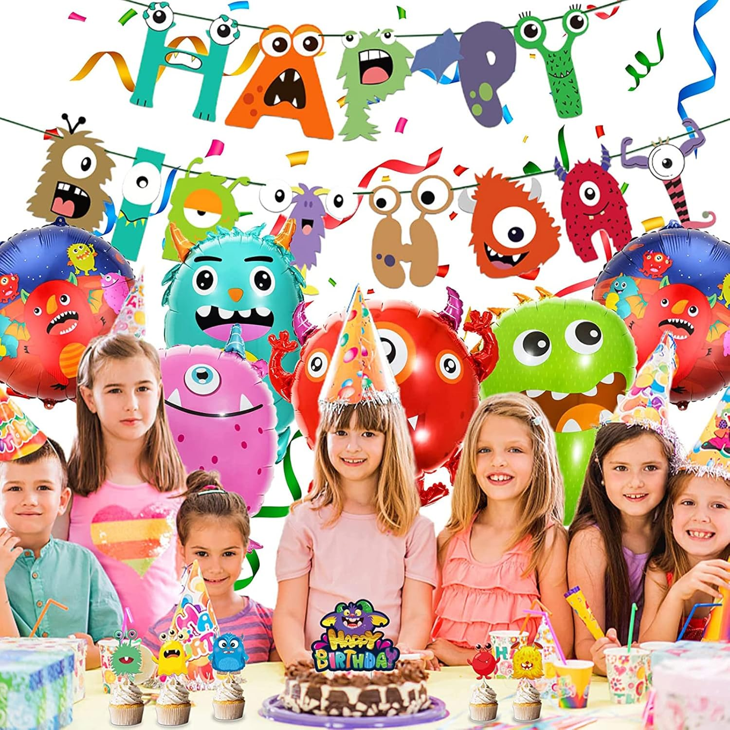 Weploda Pack of 20 Monster Party Children'S Birthday Decoration, Children'S Birthday Decoration, Monster Party Set, Suitable for Children'S Birthday Party, Cartoon Theme Party Decoration