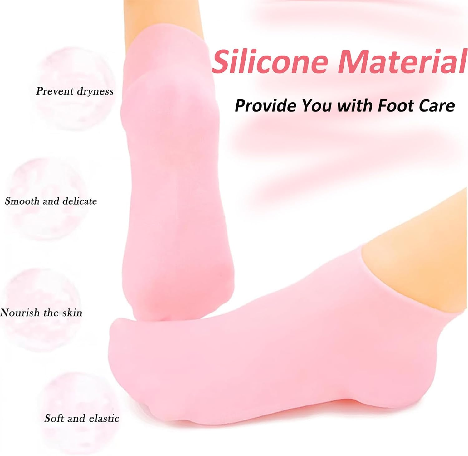 Silicone Socks for Dry Cracked Feet, 3 Pairs Women'S Foot Socks for Moisturizing (Fits up to Size 10)