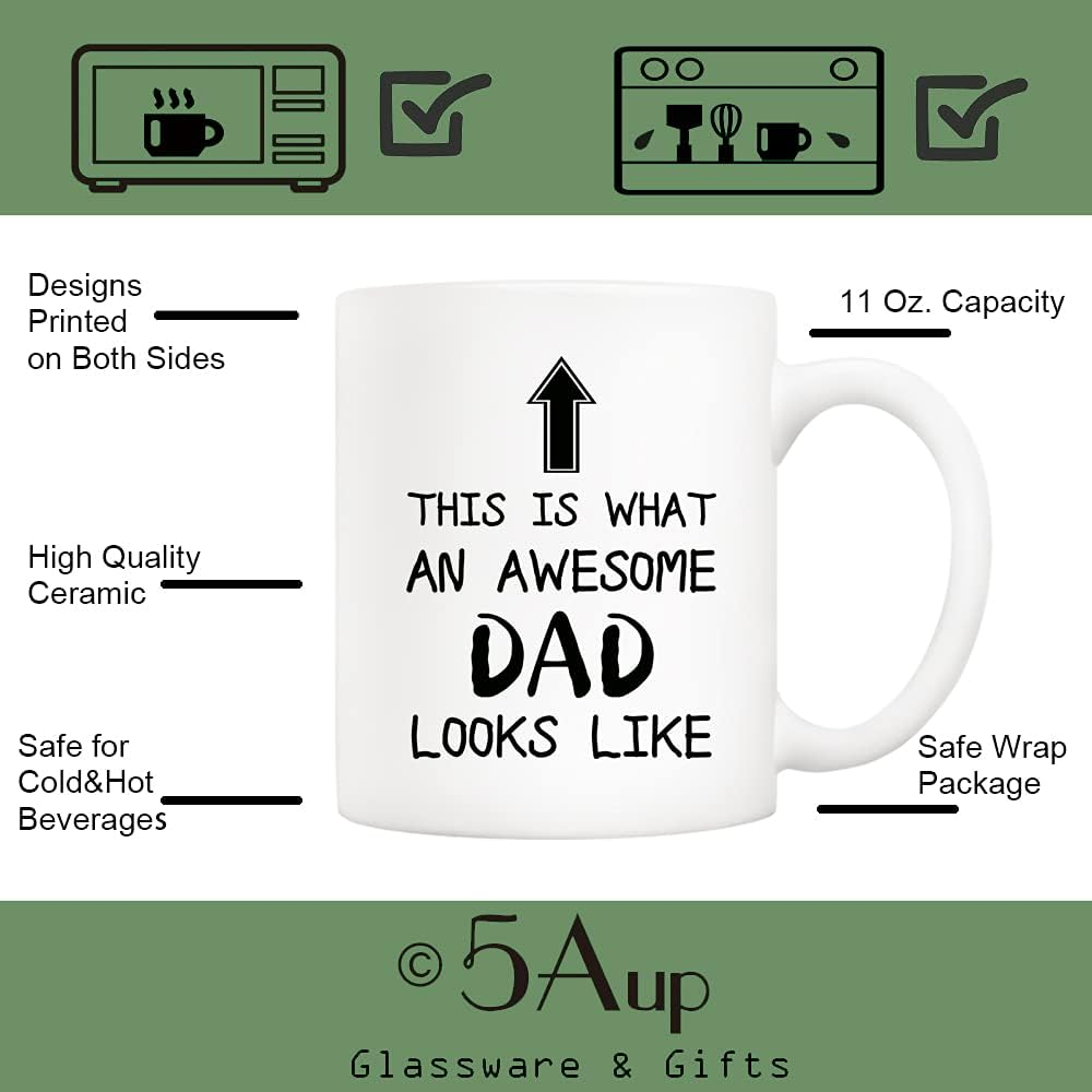 5Aup Funny Father'S Day Awesome Dad Coffee Mug Gift, This Is What an Awesome Dad Looks Like, 11Oz Novelty Cup from Daughter Son, Unique Birthday for Father Husband Men image number 5