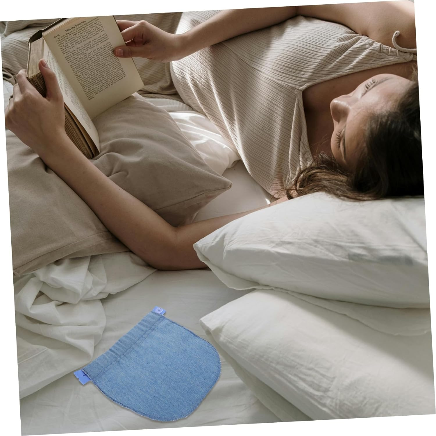 Minkissy Maternity Waist Extender Elastic Pregnancy Extender Adjustable Waistband Elastic Pregnancy Trousers for Jeans and Pants Sky-Blue image number 4