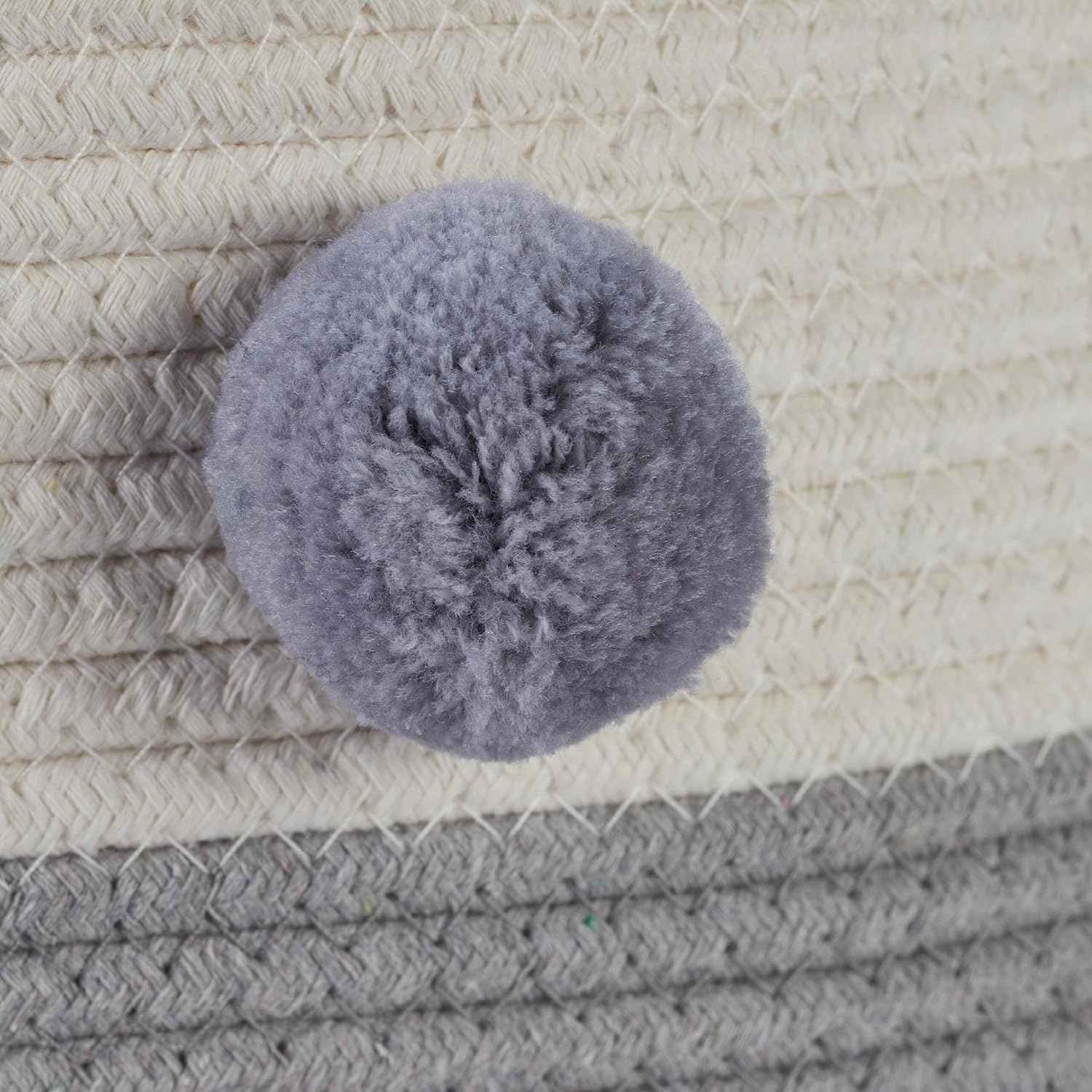 Relaxdays Cat Bed, Cats & Small Dogs, H X D: 16.5 X 41 Cm, Pompoms, Cotton, Braided Cat Basket, Grey/White image number 4