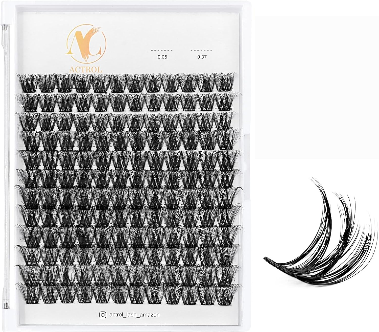 ACTROL Individual Eyelash Lashes Clusters ACT-A 0.07 14-20Mm Mix D Curl - Natural & Bold Volume Lashes, Reusable DIY Lash Extensions for Customized Looks - Hypoallergenic & Cruelty-Free