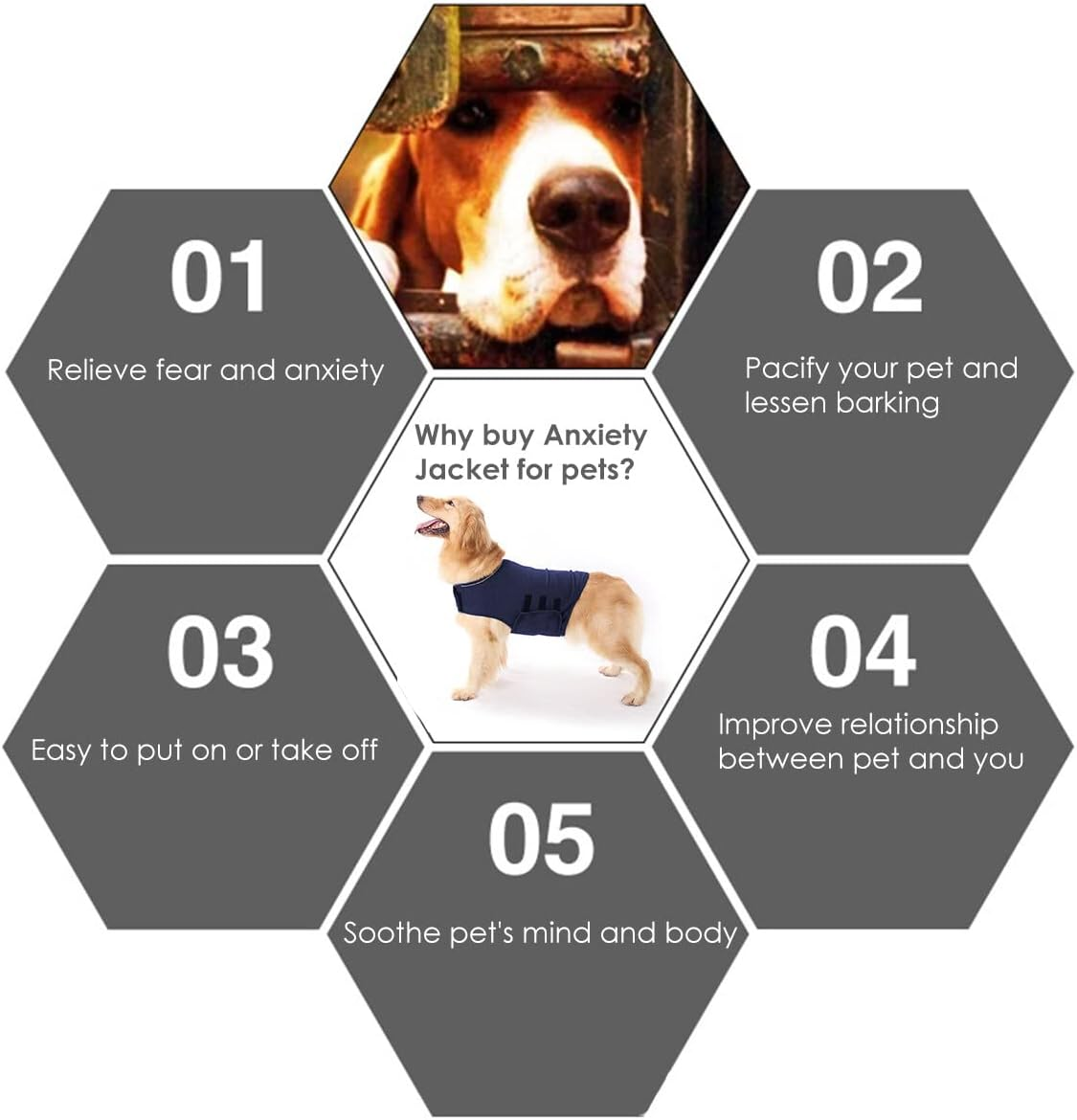 Dog Anxiety Jacket Calming Solution Vest Jacket Thunder Dog Wrap Coat Stress Relief for Dogs image number 3