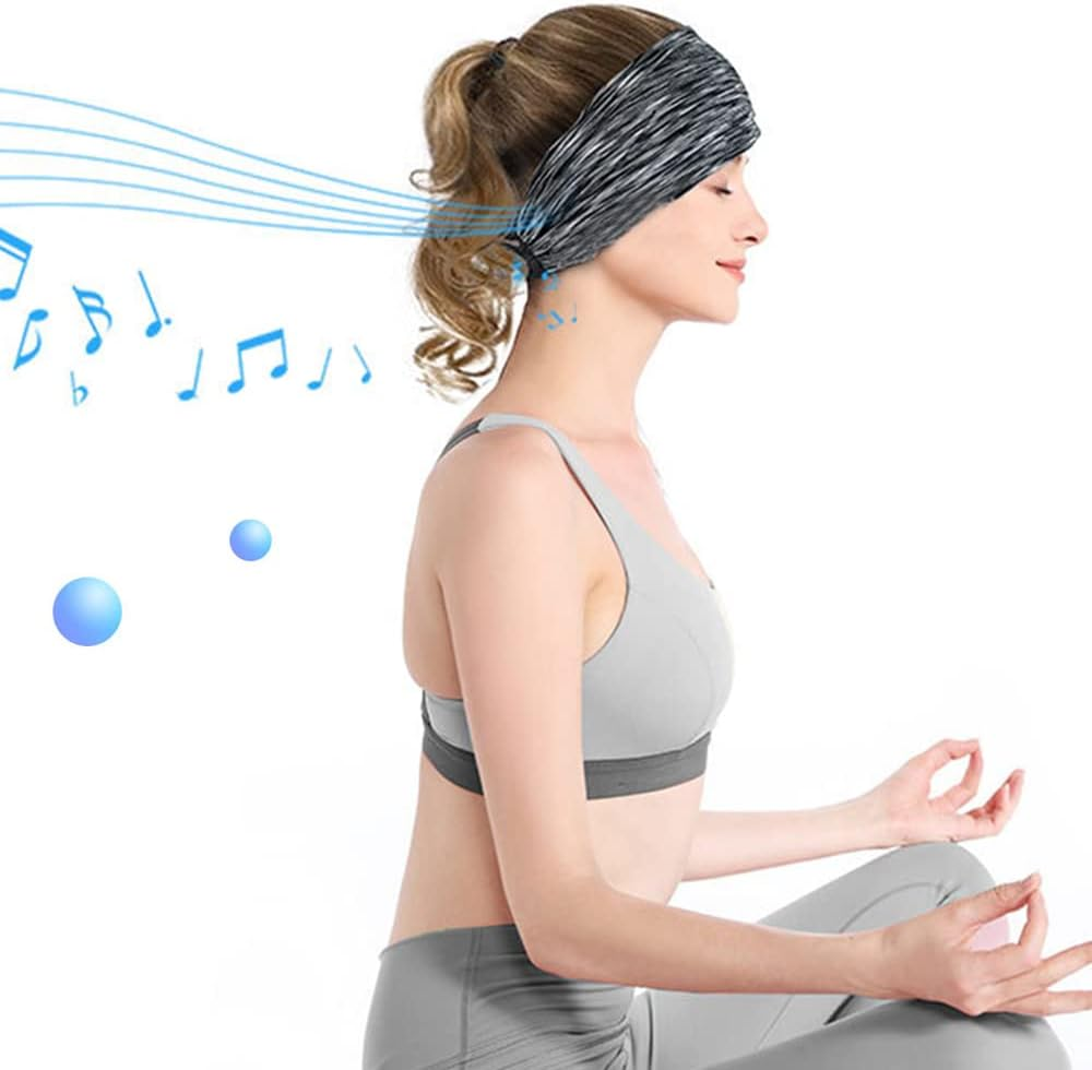 HIKOAN Music Headband Wireless Headband Sleep Headphones BT Headband Earphone Sweatband Sleeping Mask with BT5.0 and Built-In Microphone and Prompt Hi-Fi Stereo Suits for Side Sleep Sports Yoga image number 3