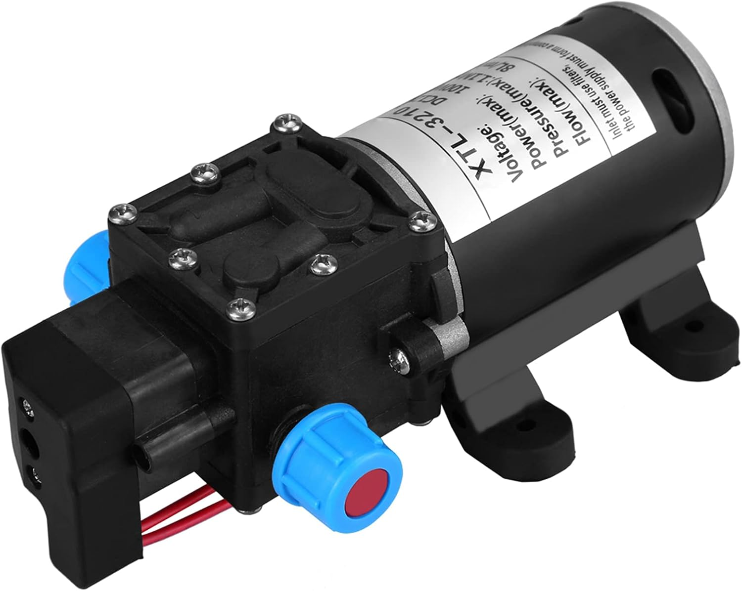 High Pressure Water Pump 100W 160 PSI 8L / Min Flow 12V DC Self Priming Diaphragm Pump for Car Washing RV Marine and Garden Sprayers image number 4