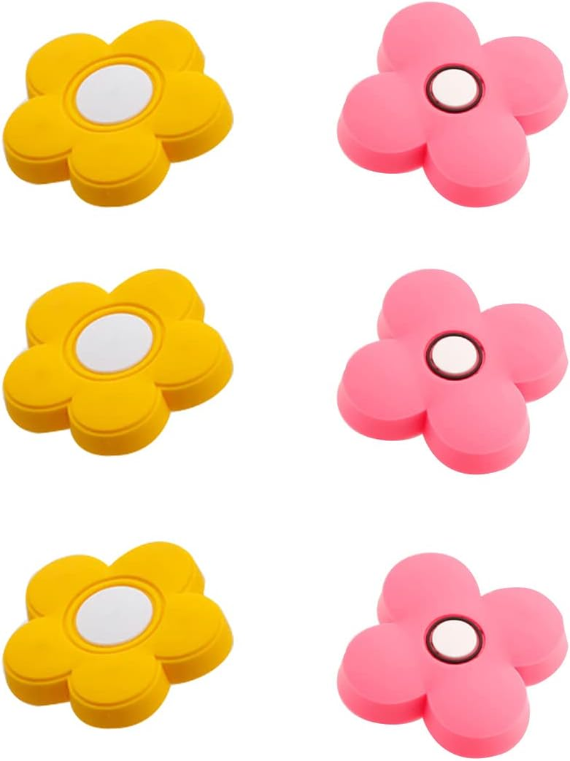 Skyscraper Cartoon Shape Soft Rubber Knobs for Kids Girls Boys Cabinet Handle Pulls Drawer Knobs for Kids Room Cabinets Closets Toy Organizer Box Bookcase 6Pcs/Set (Flower, Yellow)
