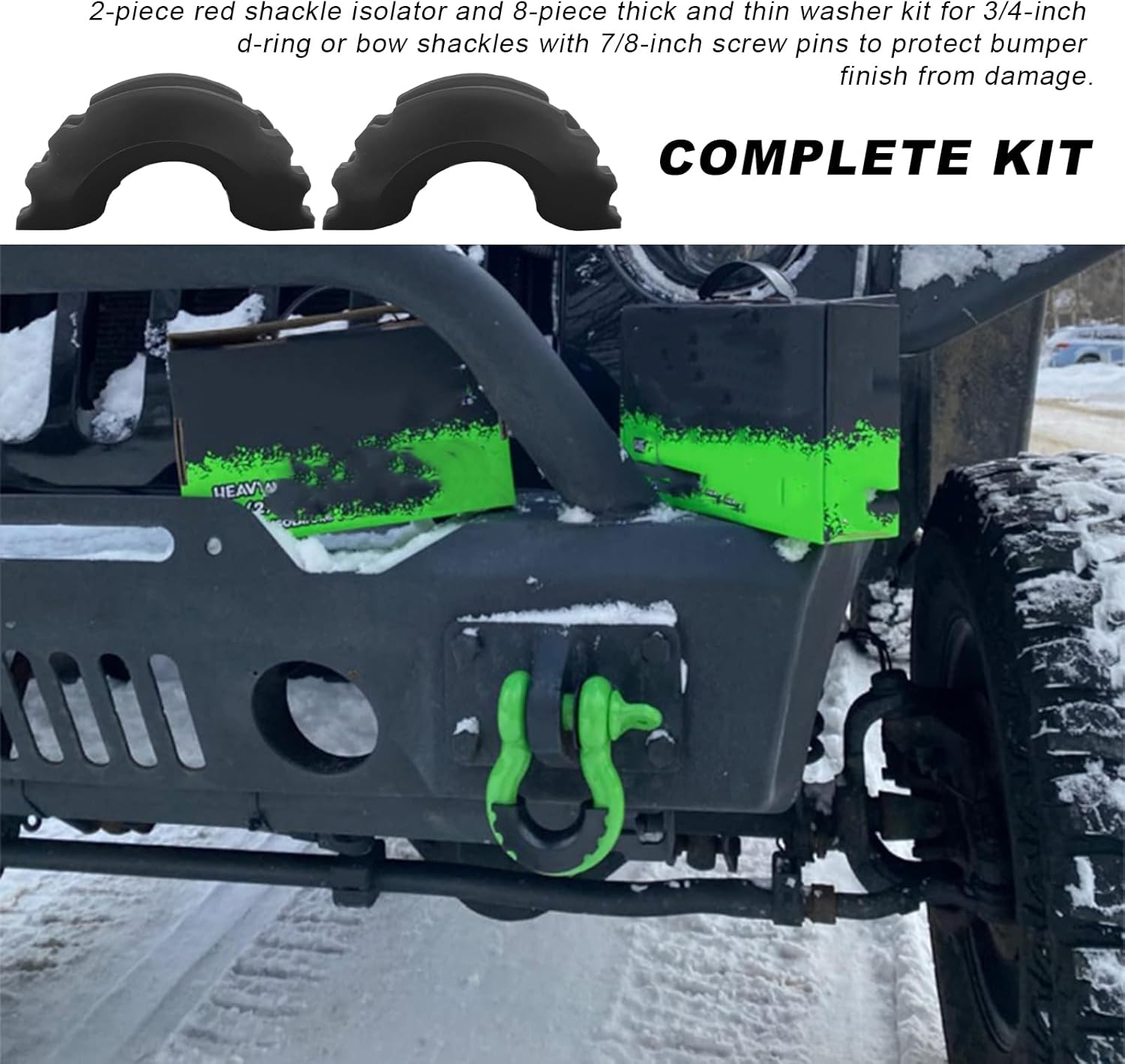 Wevdn D Ring Shackle Isolators Washers Kit, Rubber Shackle Isolators with Washers Fits Standard 3/4" Shackles, Soft Shackle Isolators Protect Shackle & Bumper Reduce Rattling (Black) image number 6