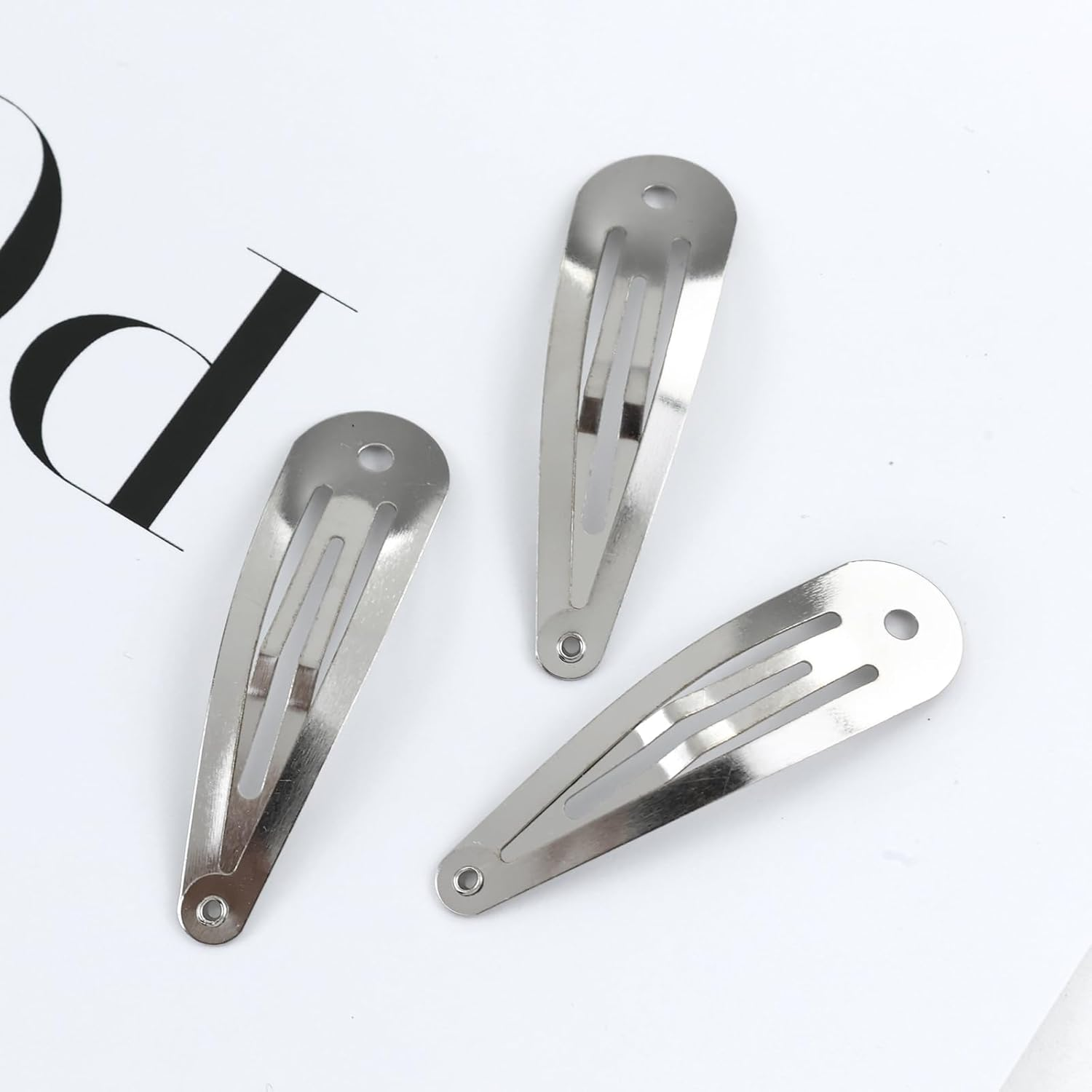 Cinaci 120 Pack Bulk Solid Plain Blank DIY Craft 5Cm/2" Silver Metal Snap Hair Clips with Hole Hair Barrettes for Women Girls Baby Toddlers Kids Teens Hair Accessories image number 6