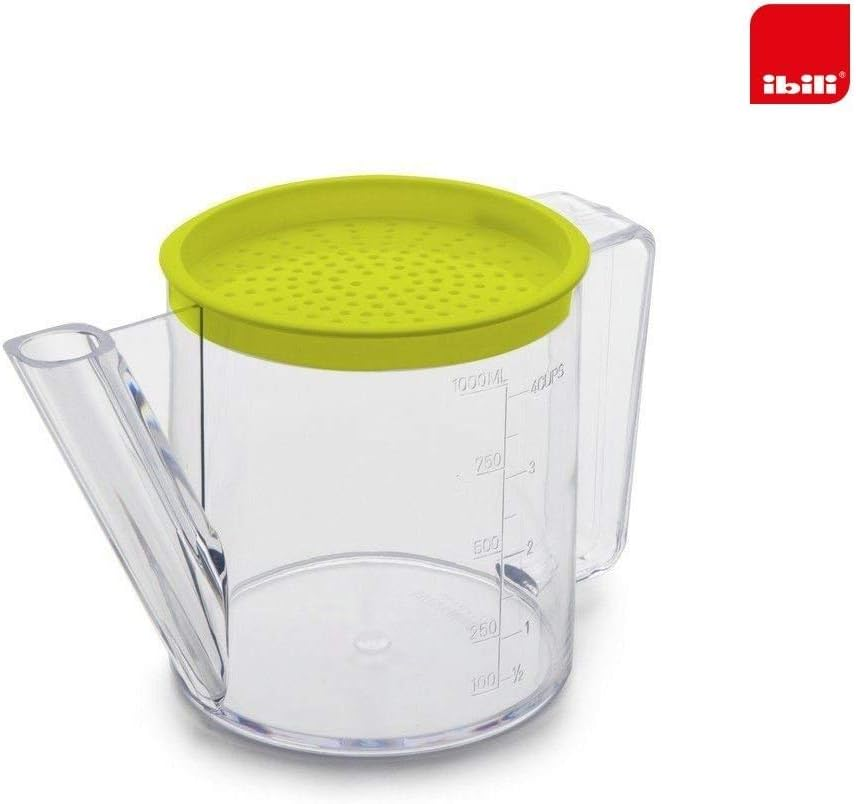 Ibili 795900 "Easycook Plastic Gravy Oil Fat Separator Measuring Jug 1 Litre, 20 X 13 X 13 Cm, Transparent/Green image number 2