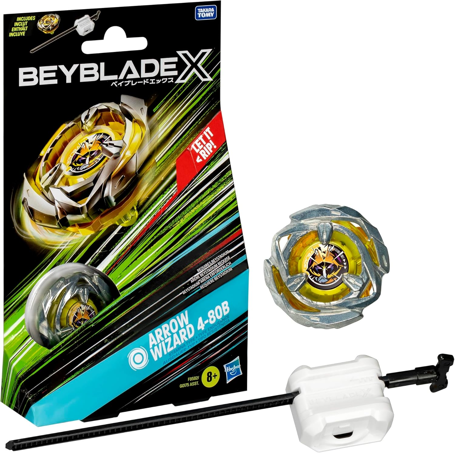 Beyblade X Arrow Wizard 4-80B Starter Pack Spinning Top and Starter image number 1