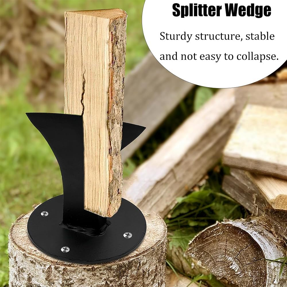 Manual Log Splitter Wedge - Firewood Kindling Splitter for Wood Stove & Campsite - Durable Steel with 4 Holes for Easy Installation (Black) image number 4