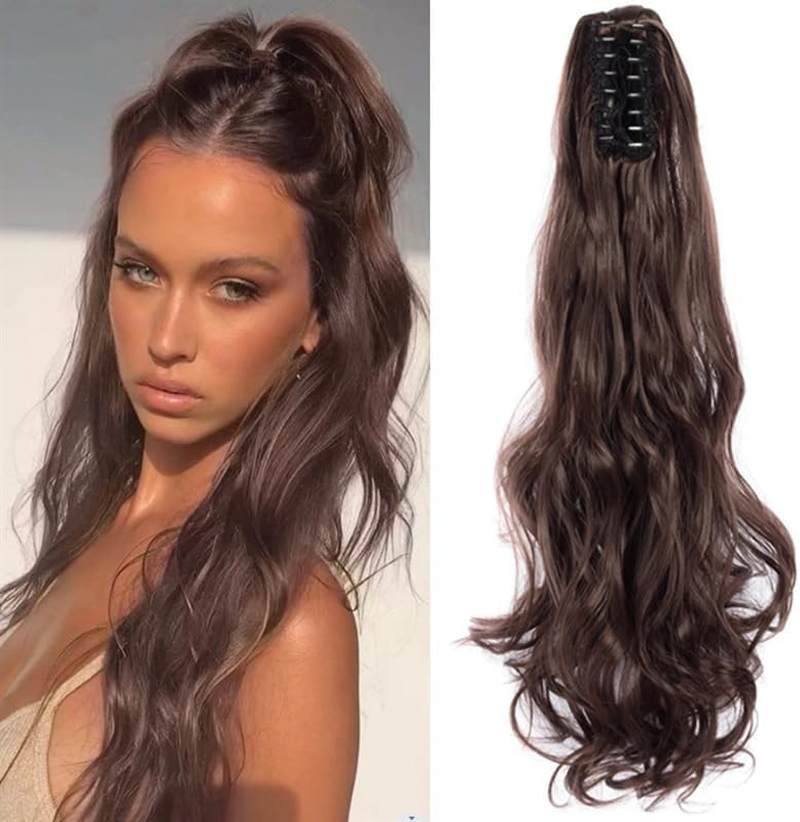Ponytail Extension,Wave Wig,Claw Clip Wave Ponytail Hair for Women Daily Use Party image number 4