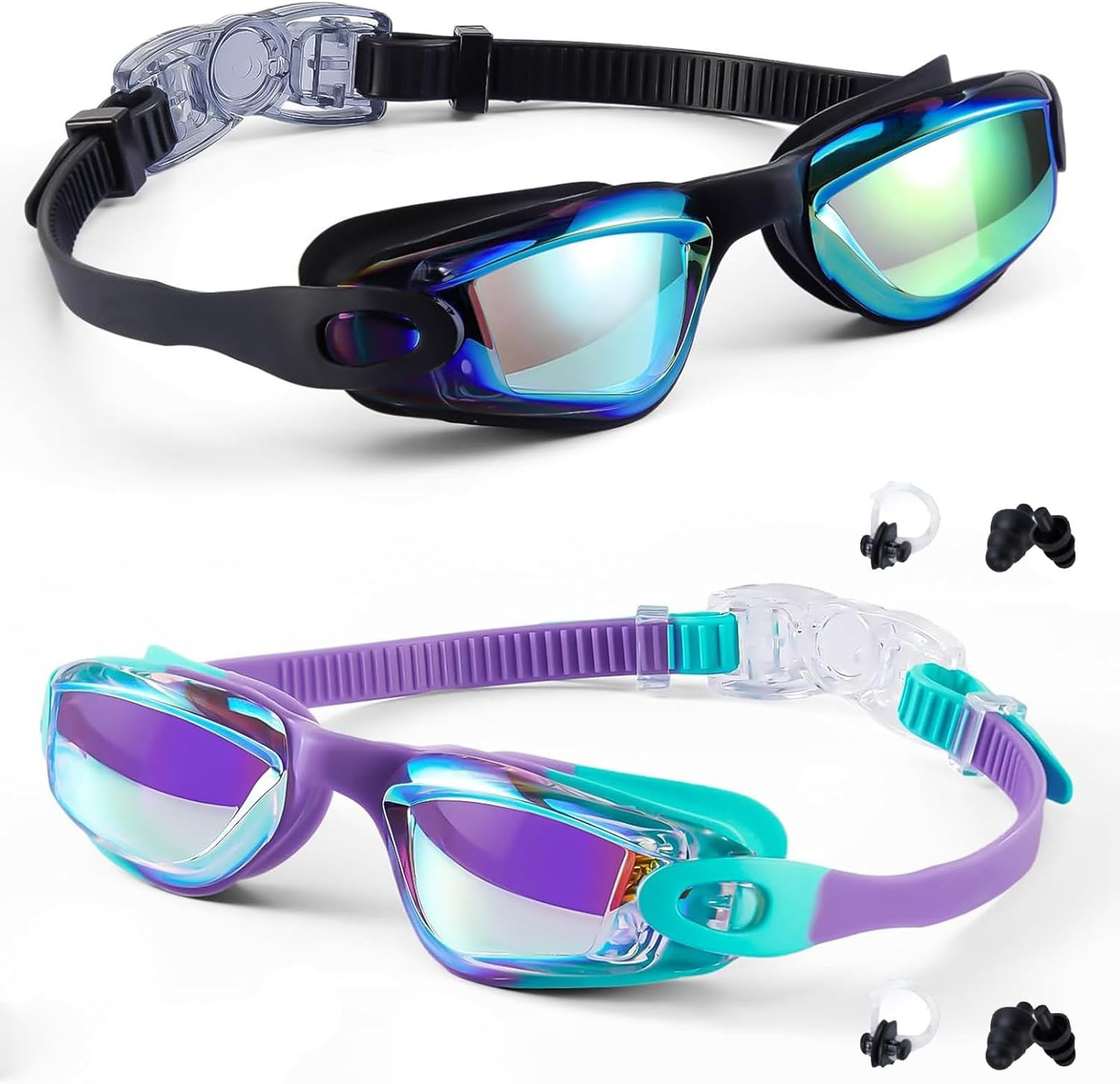 WACOOL Swim Goggles, Swimming Goggles No Leaking Full Protection Adult Men Women Youth (Kidsblackcolorpink)