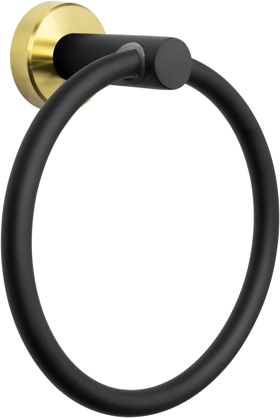 Nearmoon Bath Towel Ring, Bathroom Hardware Accessories-Thicken Stainless Steel Hand Towel Holder for Bathroom, Modern round Towel Hanger Wall Mounted (Matte Black, 1 Pack)