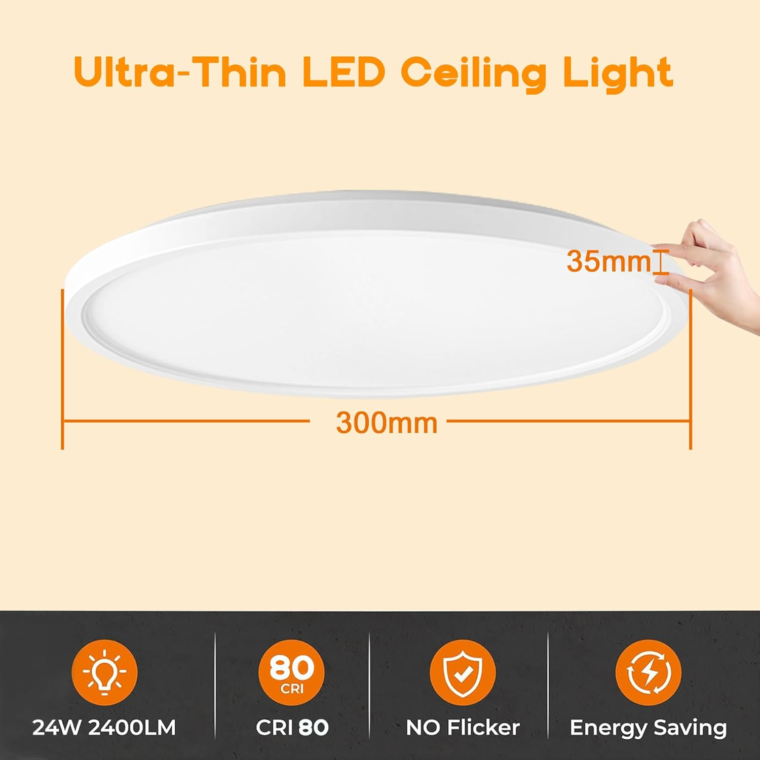 Anyuainiya 12 Inch LED Flush Mount Ceiling Light Fixture with Night Light, 24W 2400LM 3000K/4000K/6500K Selectable Dimmable Light Fixtures with Remote Control for Bedroom Livingroom Bathroom Kitchen