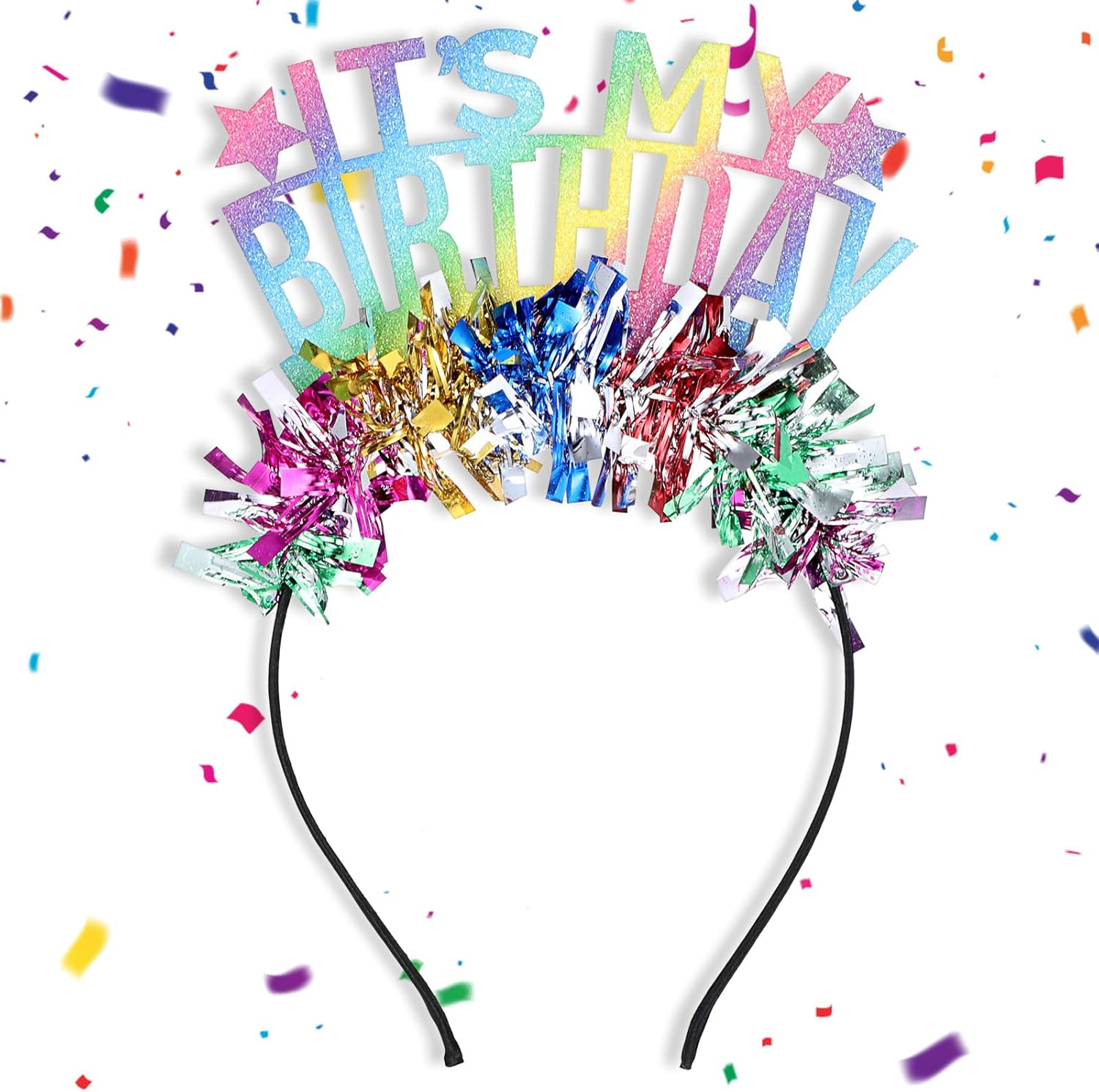 Oruola Its My Birthday Headband,Colorful Birthday Headband, Glitter Rainbow Tassel Tiara Birthday Crowns for Women Party,Sweet Happy Birthday Tiara Accessories for Kids Toddlers Girls Women image number 5