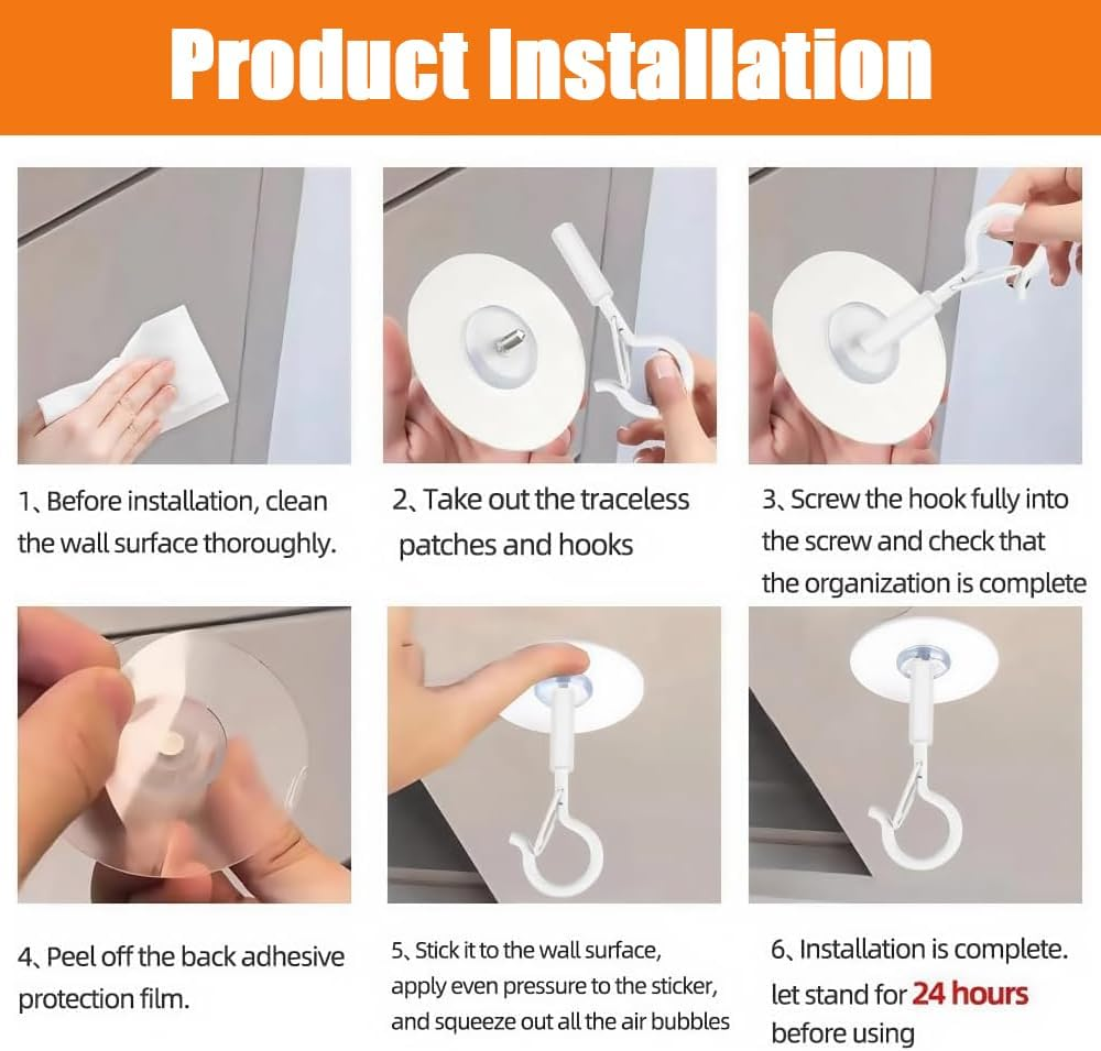 4 Pack Heavy Duty Ceiling Hooks for Hanging Planters, Bird Feeders, Lanterns and Outdoor Decorations &ndash; Strong Self-Adhesive Hooks for Home and Garden Use (White)