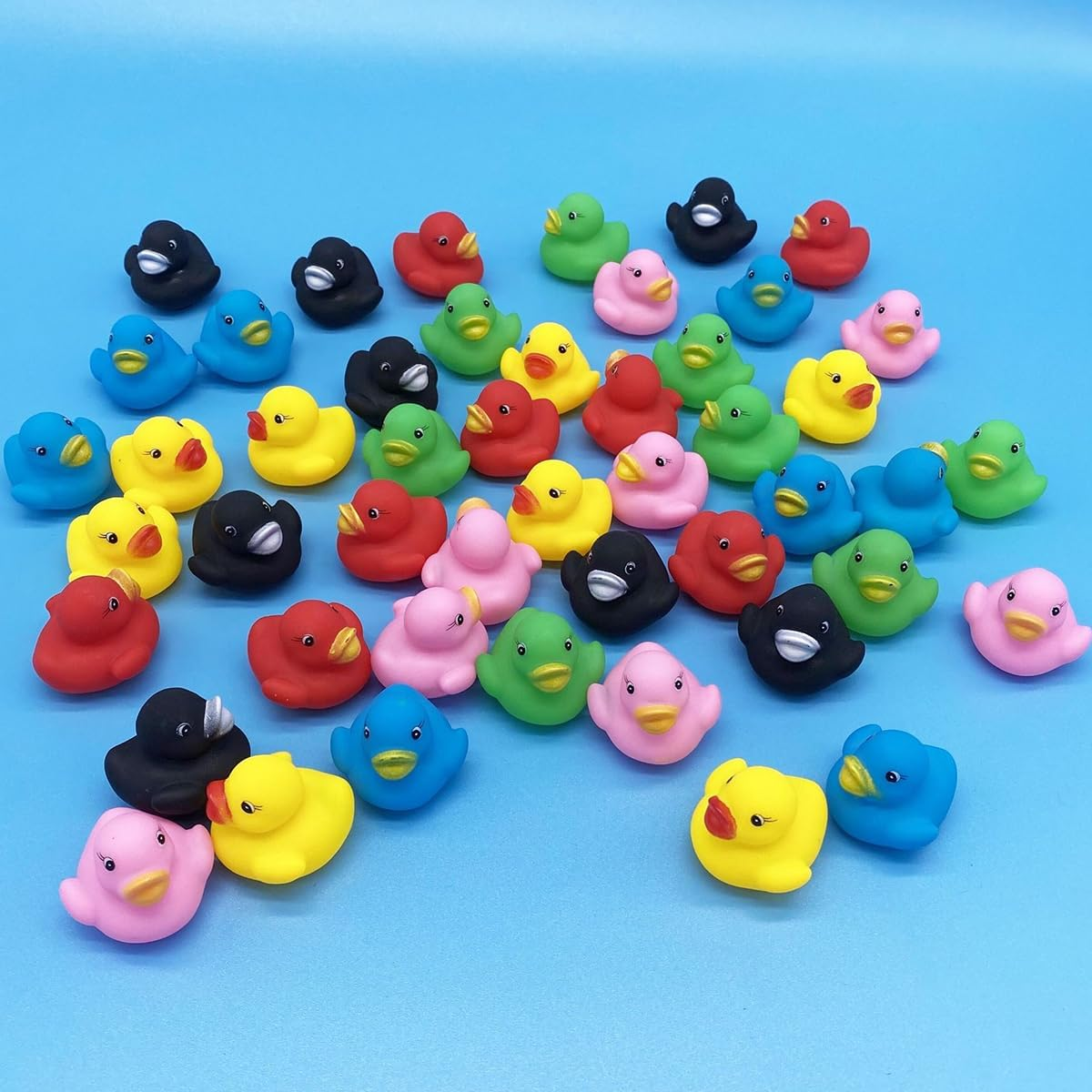 50 Pcs Assorted Ducks for Kids,Float and Squeeze Sound Baby Bath Duck Toys,Durable Rubber Duck Toy for Tub Pool,Showers Accessories Baby Showers Toy image number 6