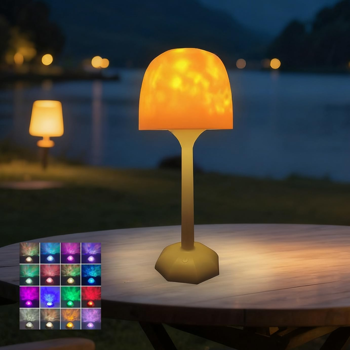 Aquaspa Shower Lamp, Waterproof Bathroom Lamp with 16 Color Ocean Wave Projector, Rechargeable Shower Light, Cordless Light for inside Shower or Bathtub image number 4